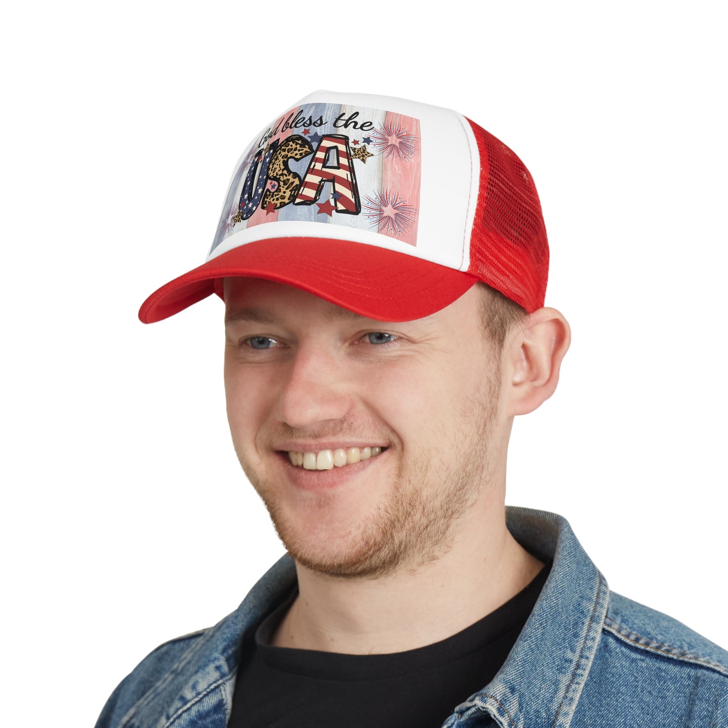 God Bless the USA Mesh Cap, Patriotic Hat, Americana Cap, 4th of July Accessory, Summer Festival Gear