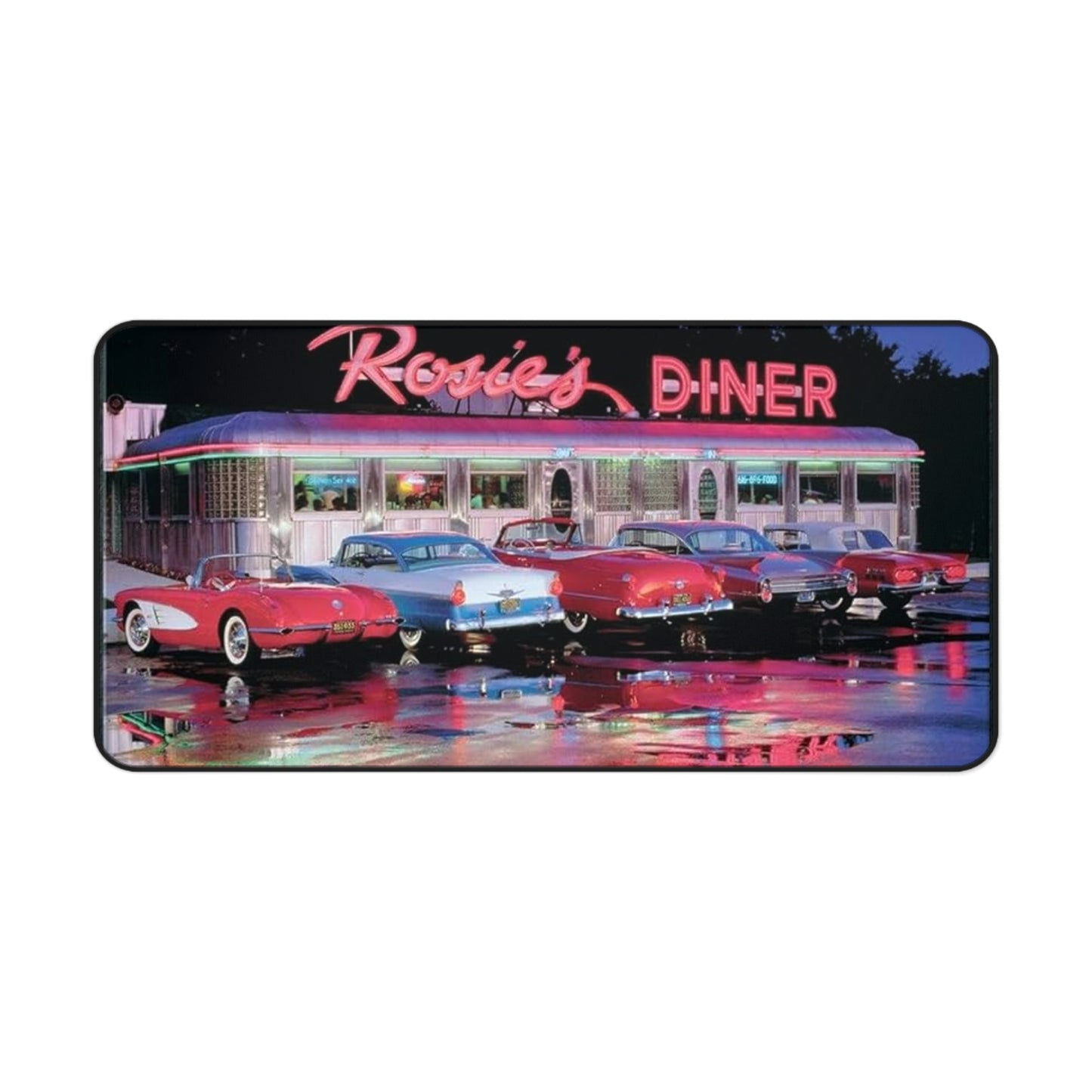 Retro Diner Desk Mat - Classic Cars & Nostalgic Vibes for Home Office