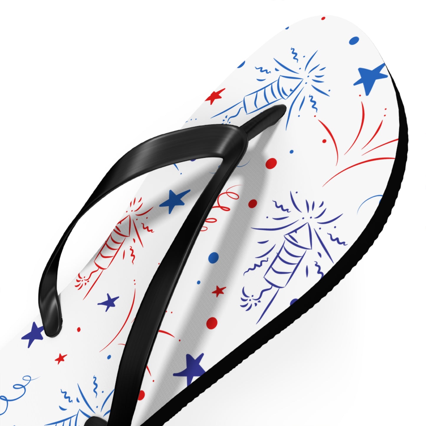 Patriotic Flip Flops with Fireworks Design - Perfect for Summer Celebrations