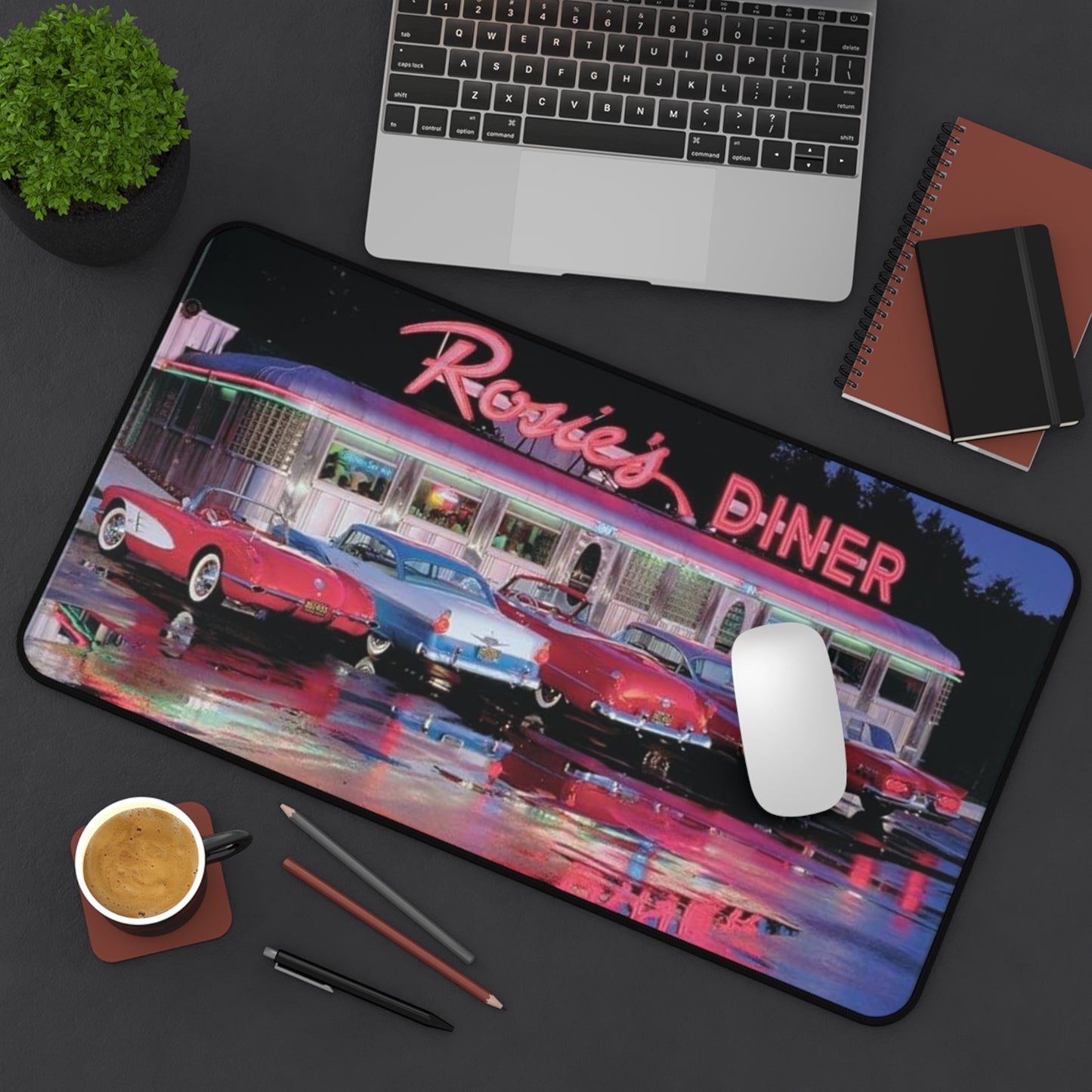 Retro Diner Desk Mat - Classic Cars & Nostalgic Vibes for Home Office