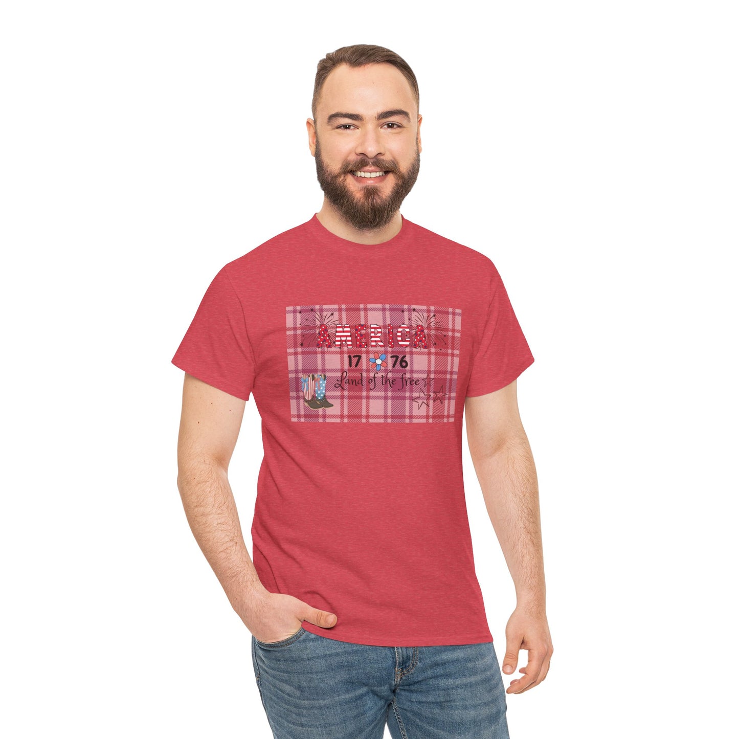 Patriotic Unisex Heavy Cotton Tee | America 1776 Land of the Free