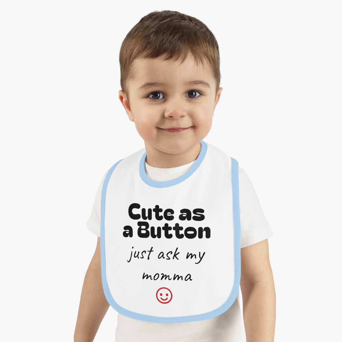 Cute as a Button Baby Bib - Stylish Jersey Bib for Messy Eaters