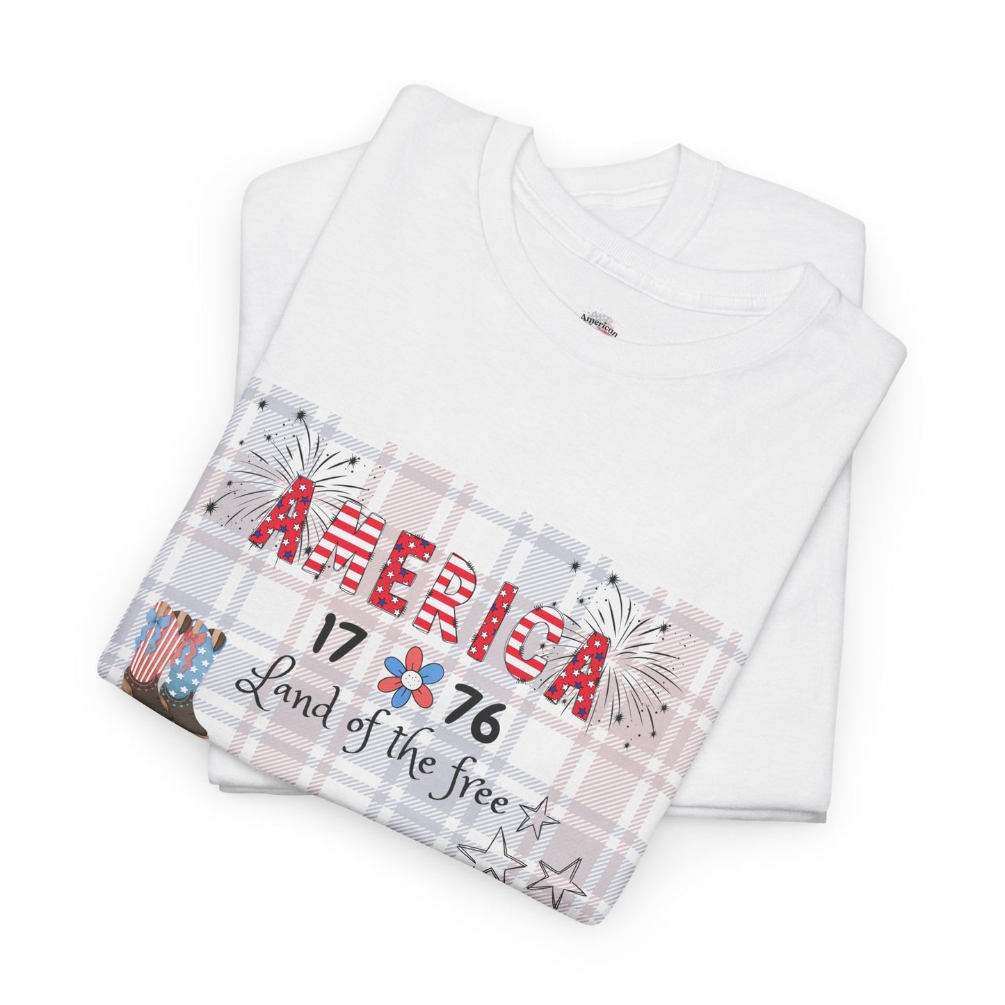 Patriotic Unisex Heavy Cotton Tee | America 1776 Land of the Free
