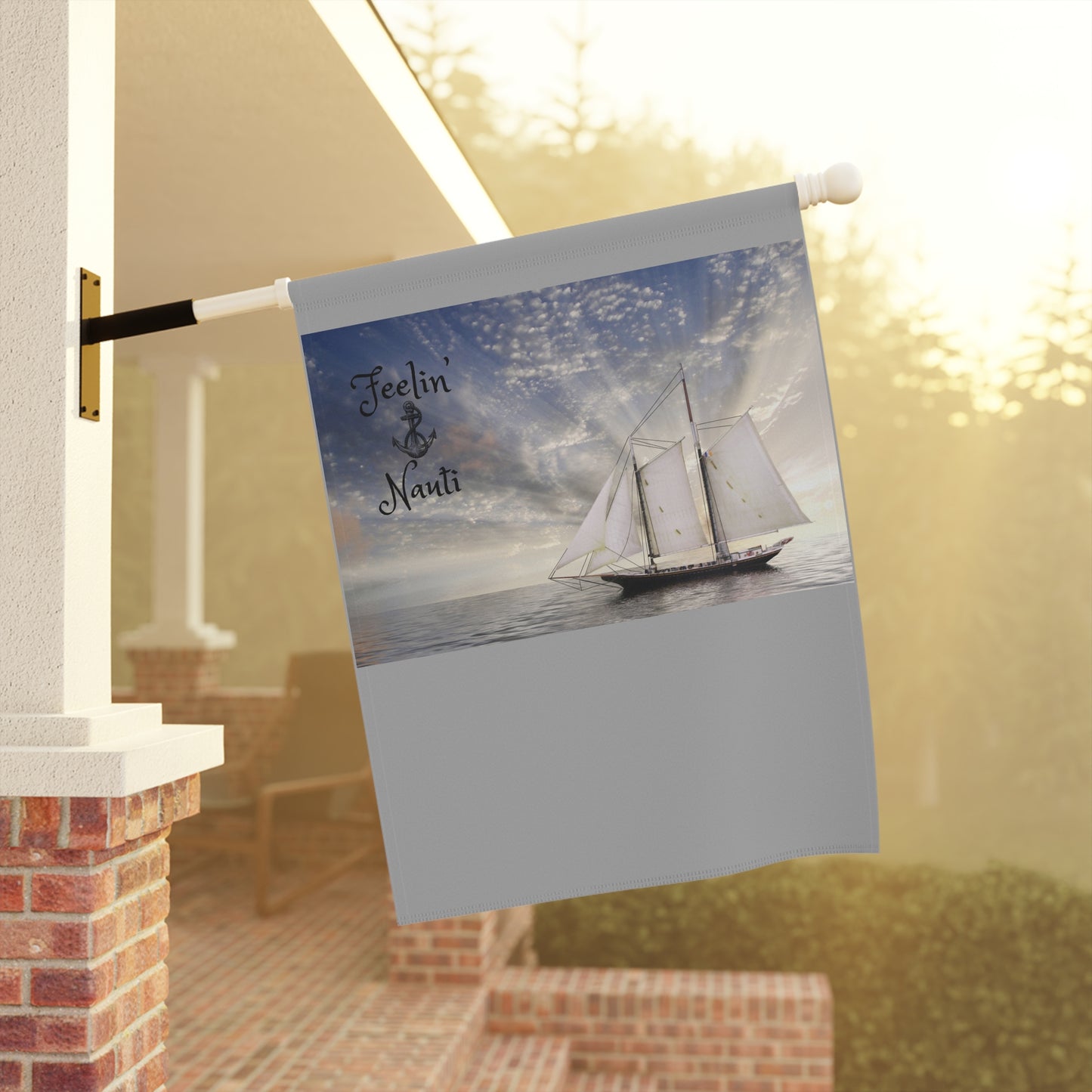 Nautical Garden Banner, Outdoor Decor, Sailboat Flag, Maritime Home Decoration, Beach House Sign, Coastal Charm