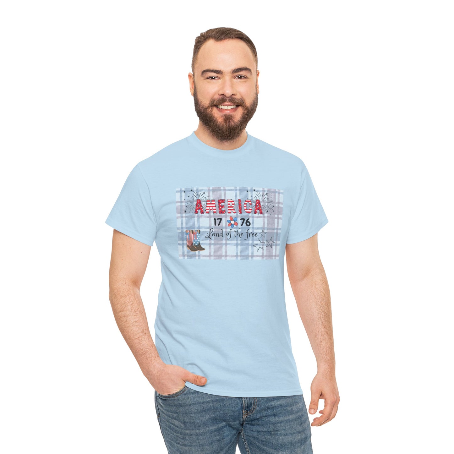Patriotic Unisex Heavy Cotton Tee | America 1776 Land of the Free