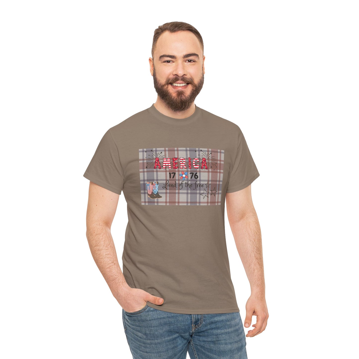 Patriotic Unisex Heavy Cotton Tee | America 1776 Land of the Free