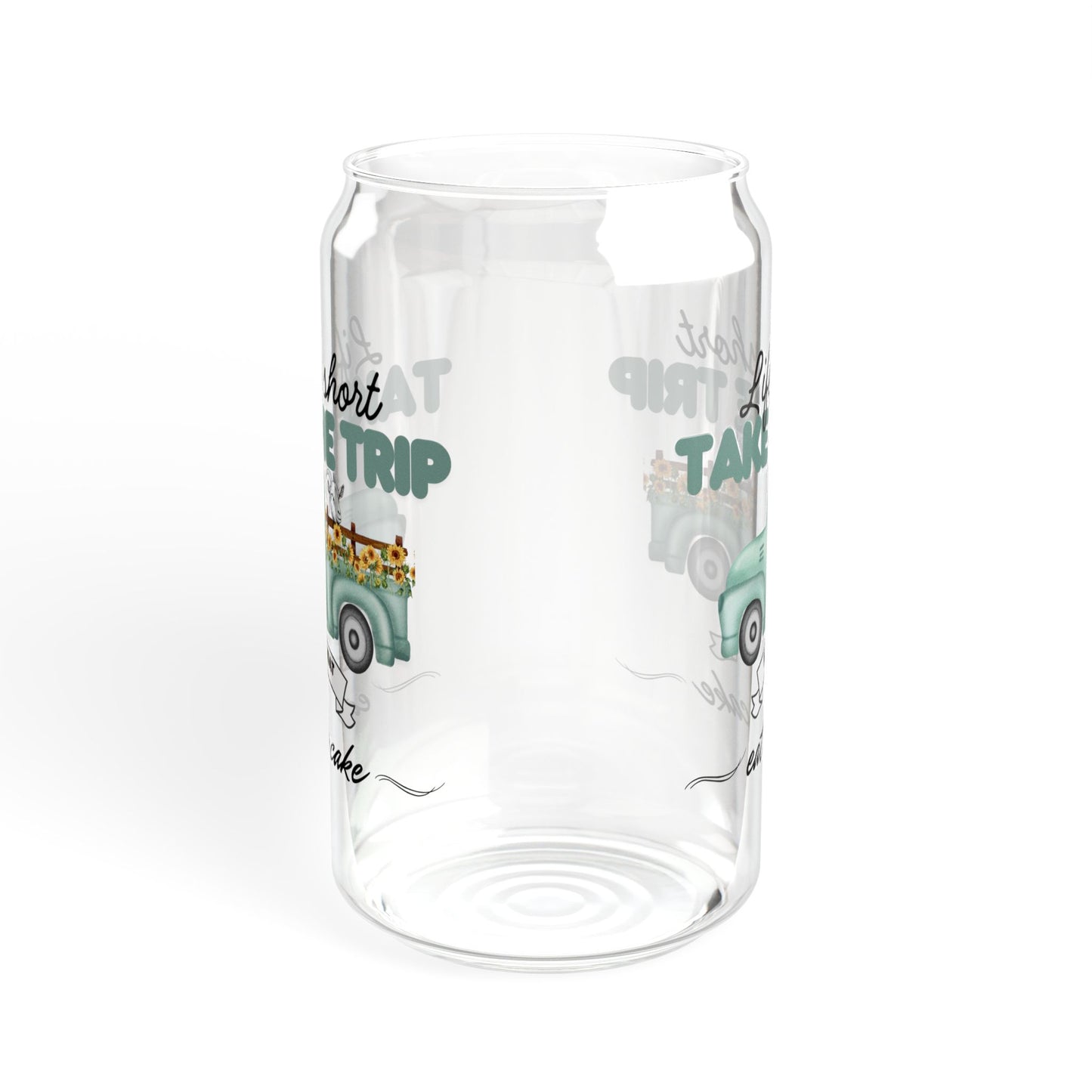Life is Short Sipper Glass - 16oz Travel-Themed Drinkware with Bamboo Lid & Straw