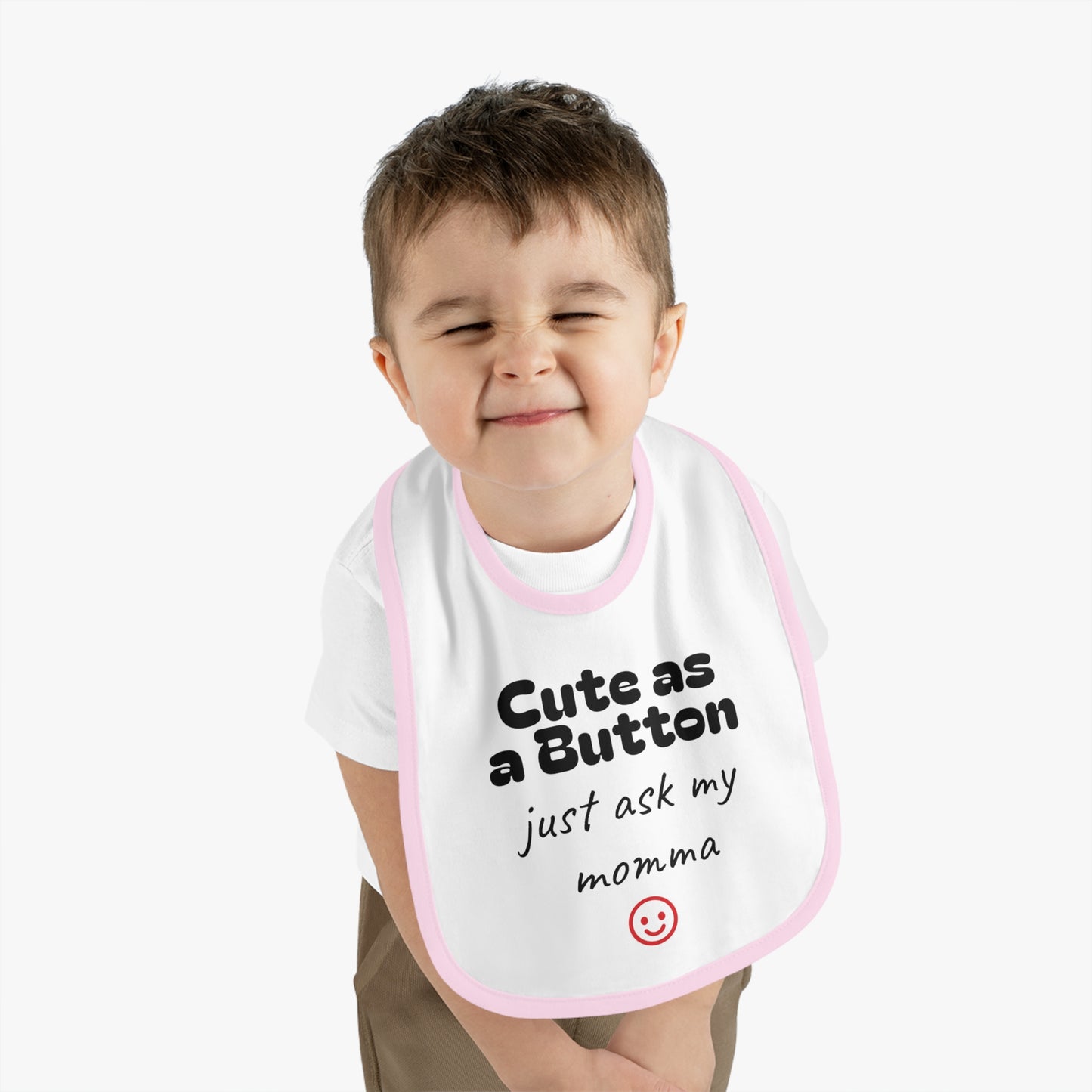 Cute as a Button Baby Bib - Stylish Jersey Bib for Messy Eaters