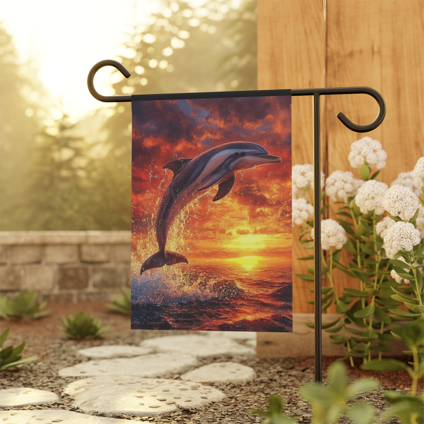 Dolphin Sunset Garden Banner