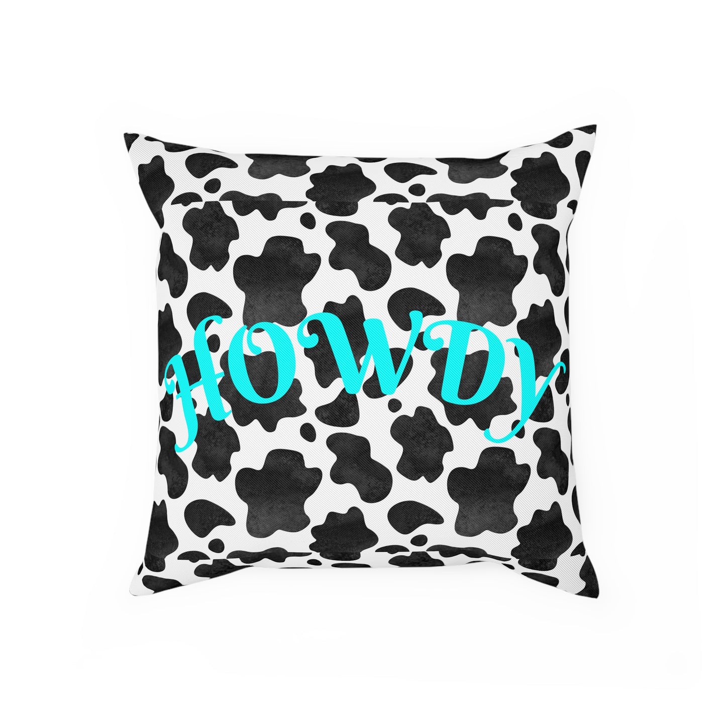 Howdy Cow Print Cushion - Decorative Throw Pillow for Farmhouse Style Home Décor