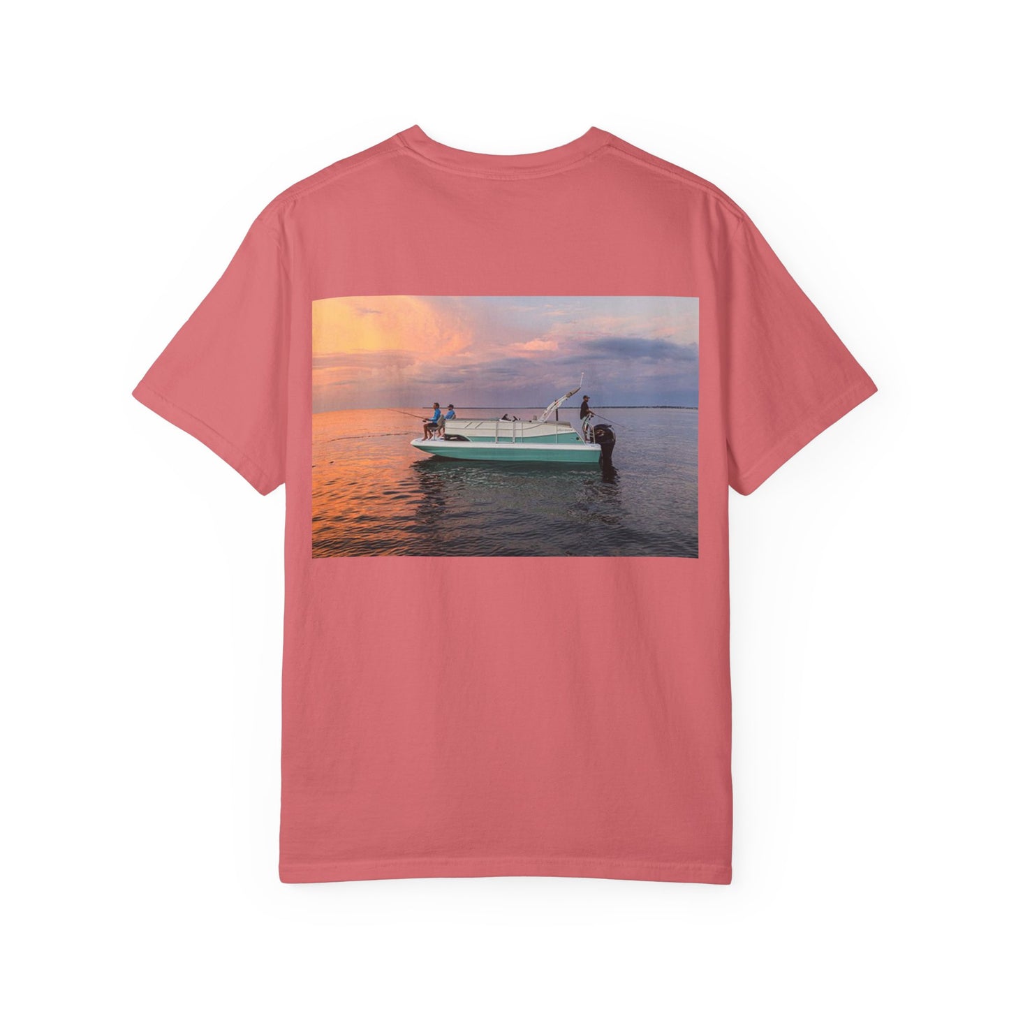 Casual Sunset Boat Tee - Garment-Dyed Unisex T-shirt for Dreamers and Adventurers