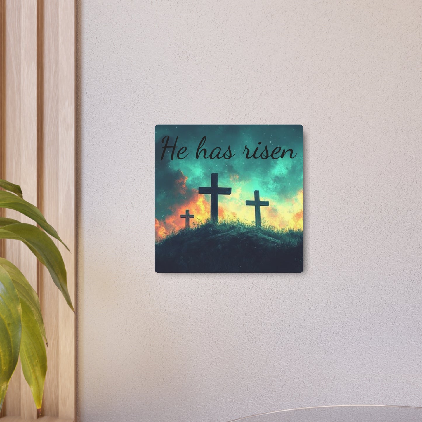 Inspirational Metal Art Sign with Cross Design