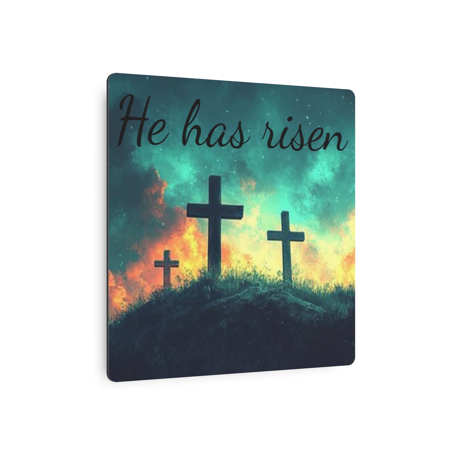 Inspirational Metal Art Sign with Cross Design