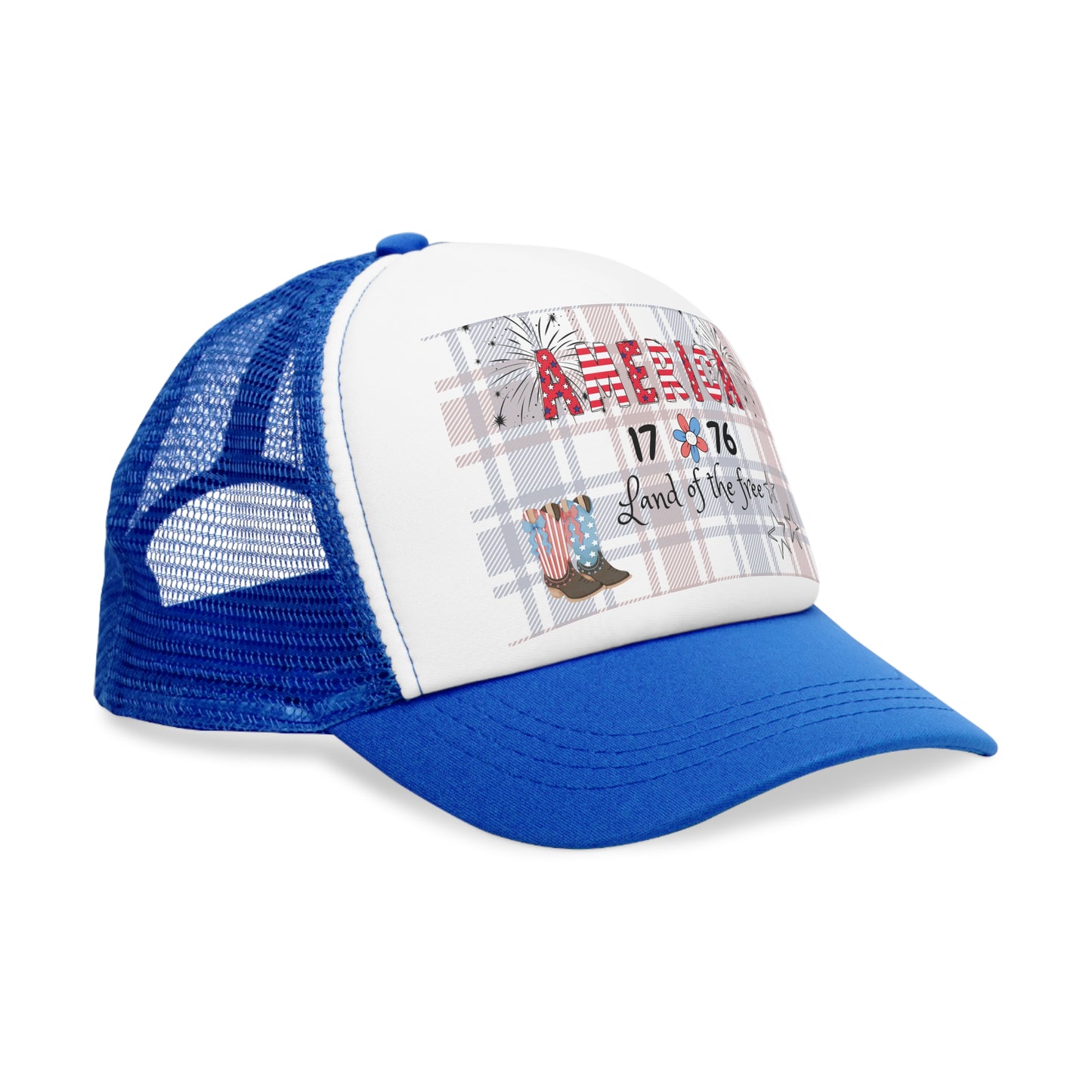 Patriotic Mesh Cap, USA Trucker Hat, 4th of July Gift, Independence Day Apparel, America Land of the Free Hat