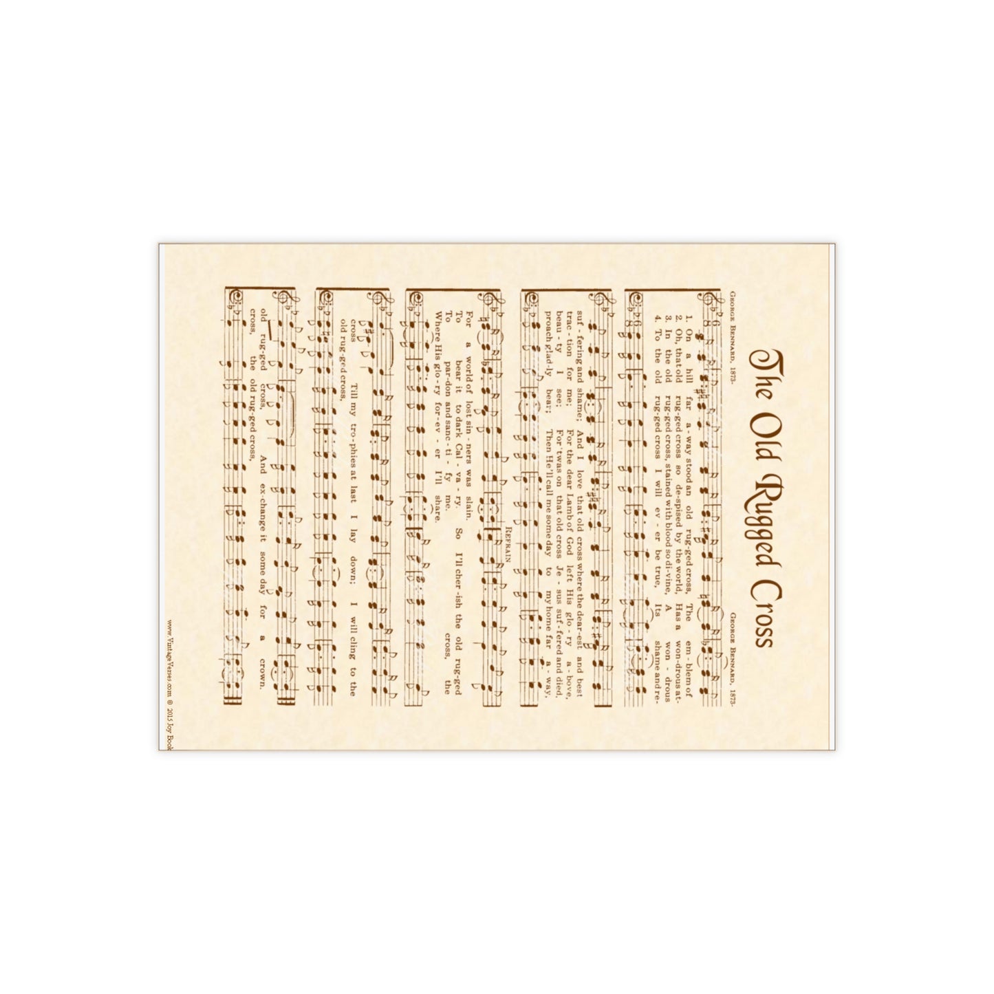 Musical Ceramic Photo Tile - Inspirational 'The Old Rugged Cross' Design