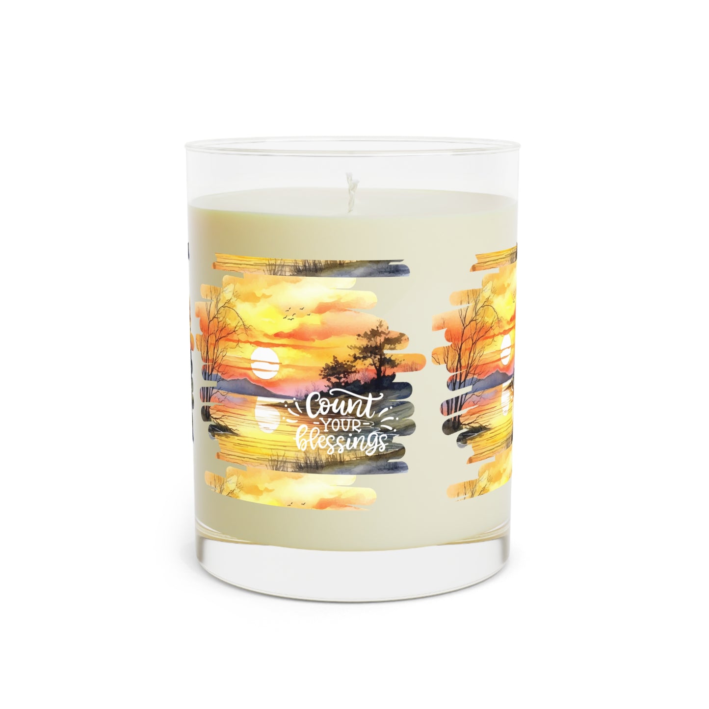 Count Your Blessings Scented Candle - 11oz Full Glass with Sunset Design