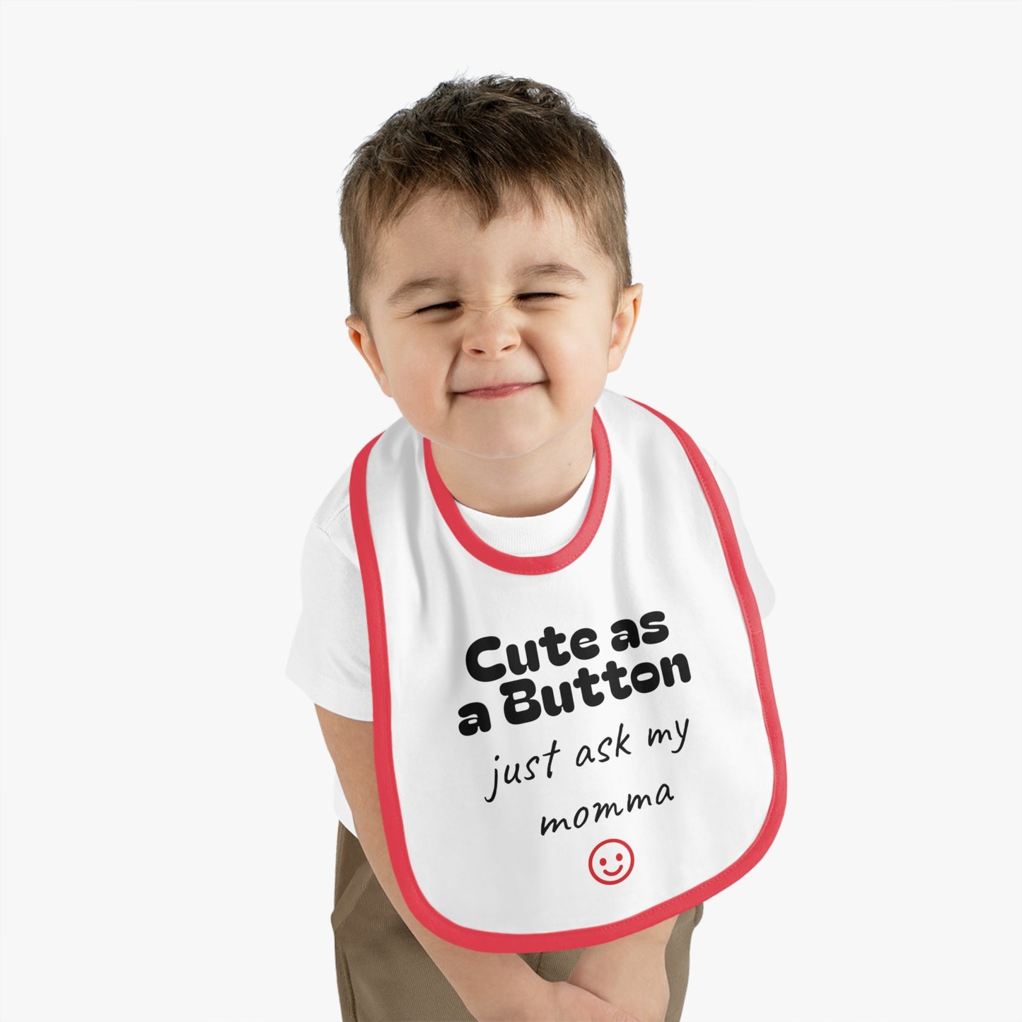 Cute as a Button Baby Bib - Stylish Jersey Bib for Messy Eaters