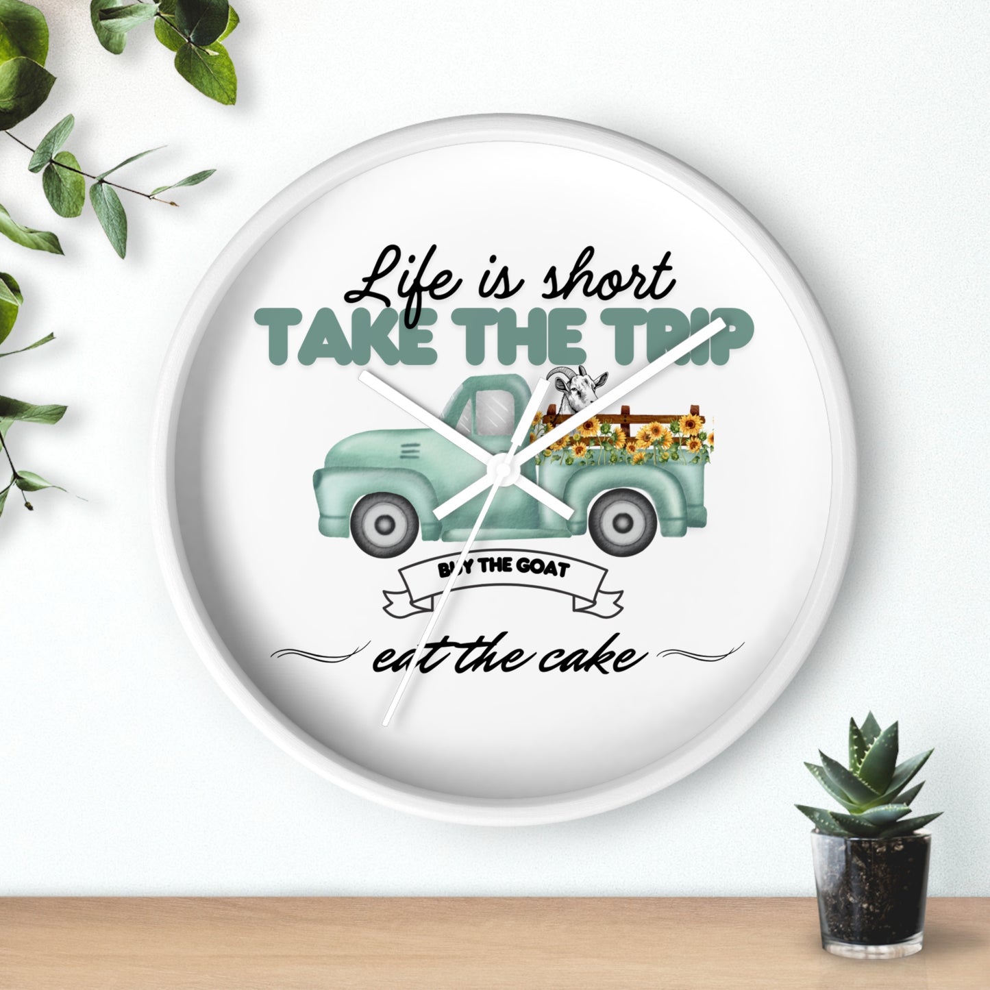 Rustic Farmhouse Wall Clock - 'Life is Short, Take the Trip' Decor for Home