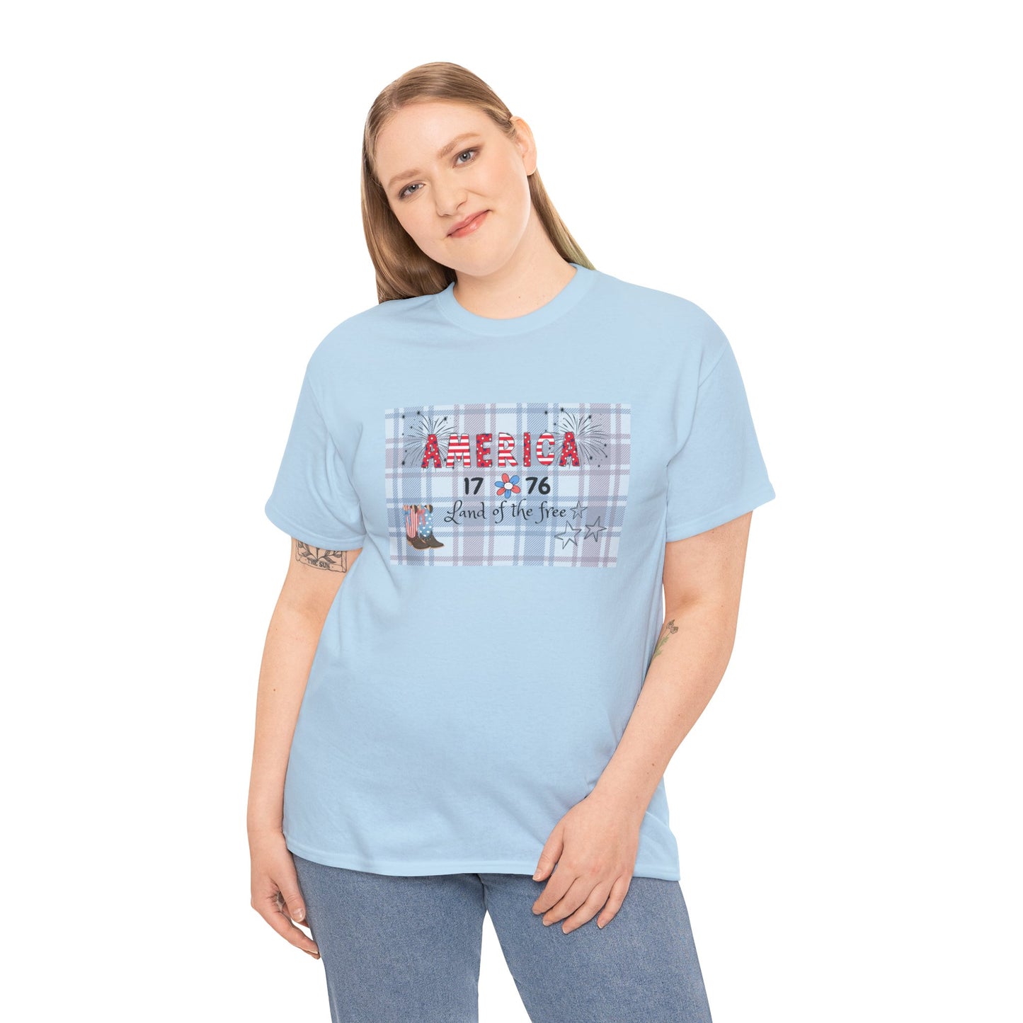 Patriotic Unisex Heavy Cotton Tee | America 1776 Land of the Free