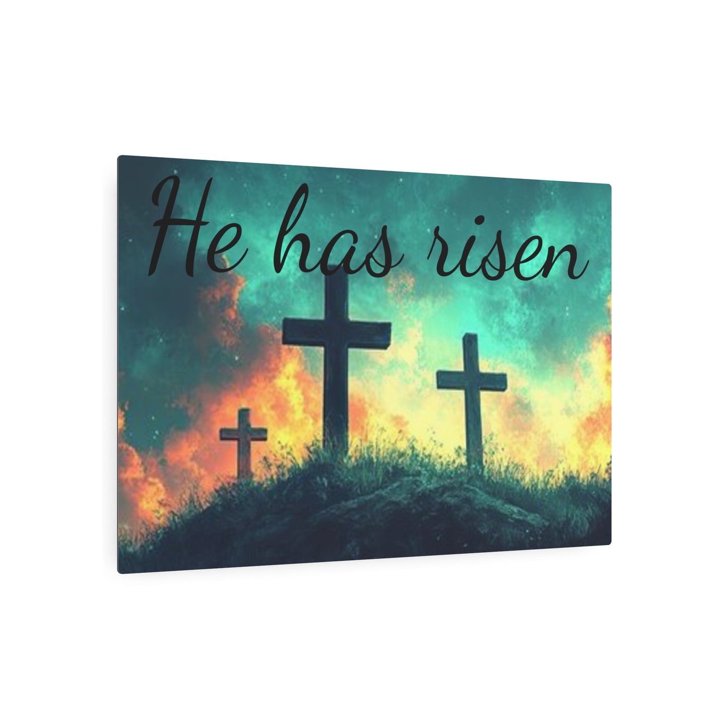 Inspirational Metal Art Sign with Cross Design