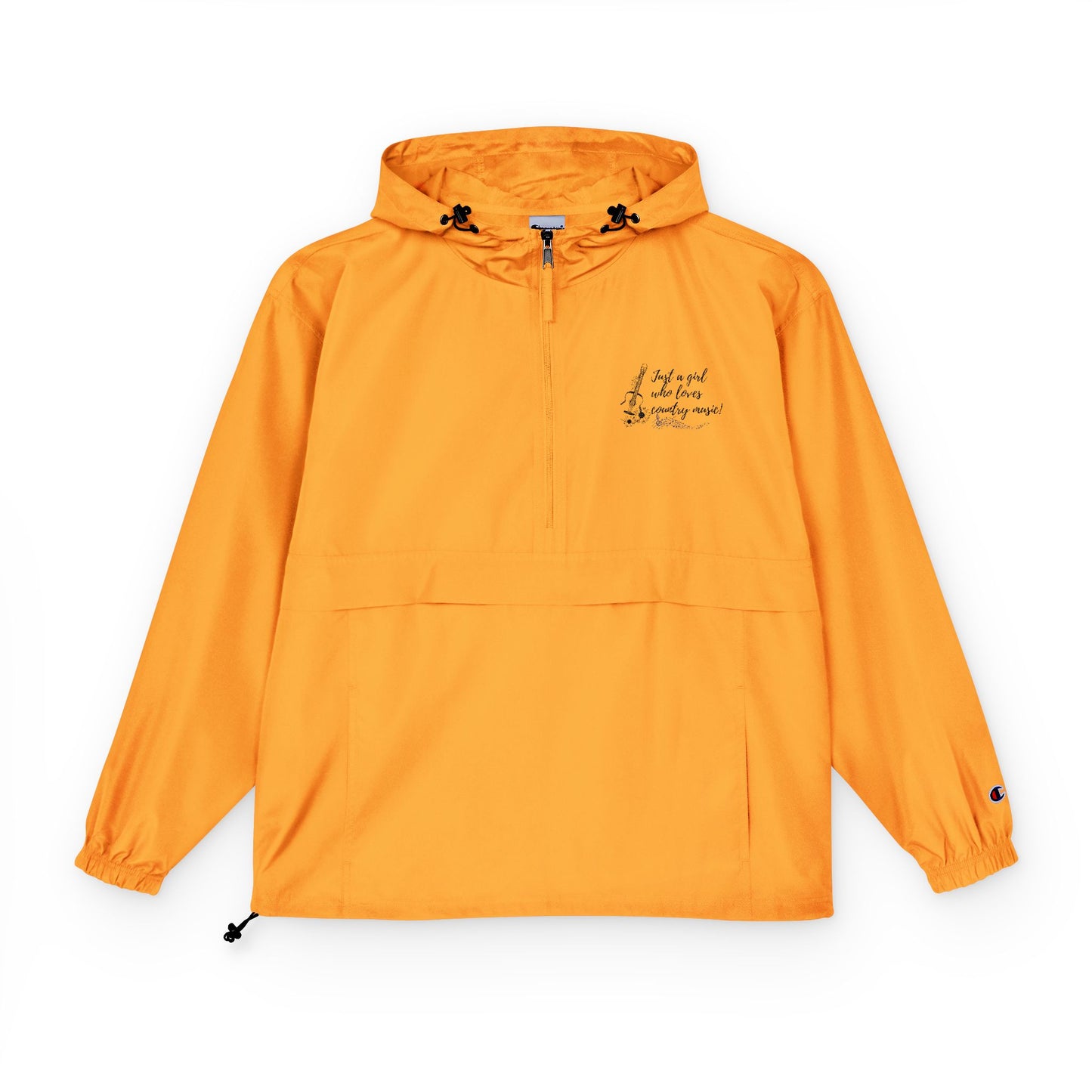Unisex Packable Anorak Jacket - Lightweight Orange Rain Gear with Inspirational Quote