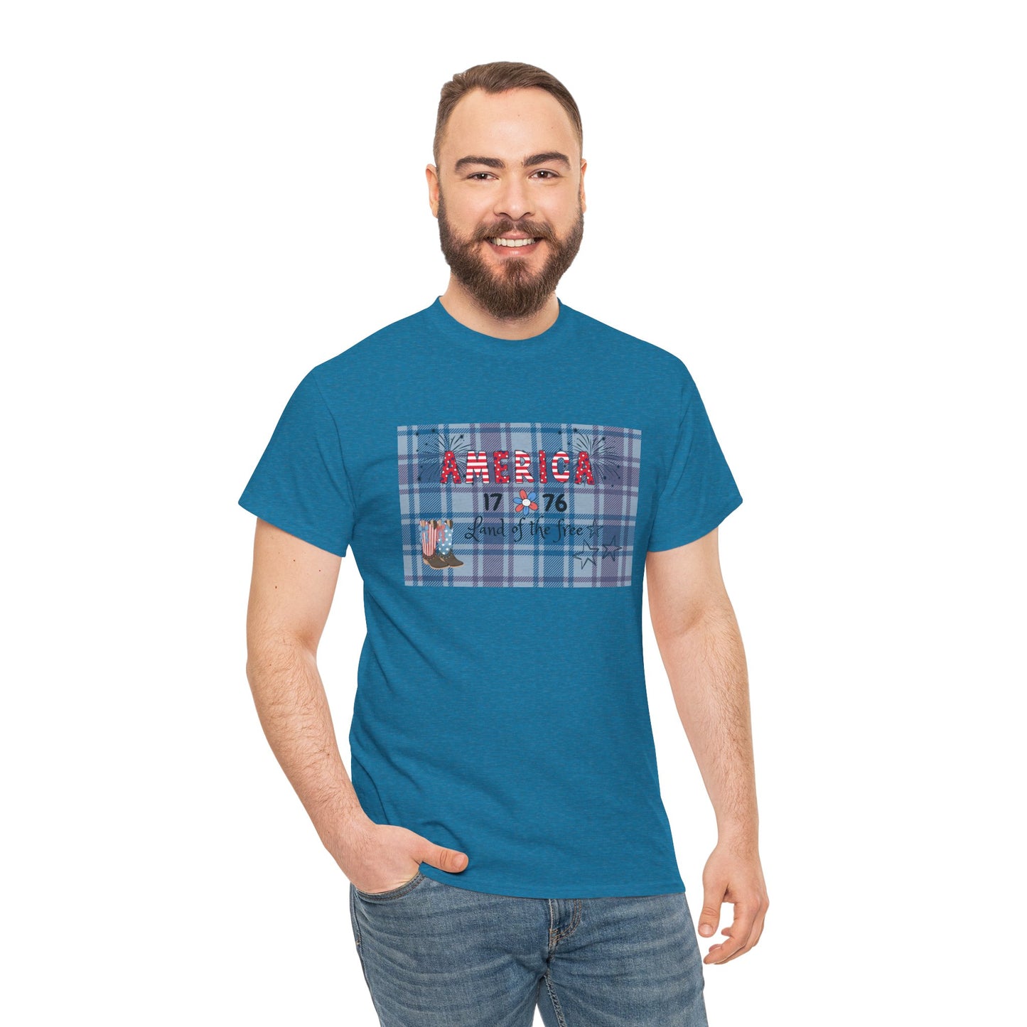 Patriotic Unisex Heavy Cotton Tee | America 1776 Land of the Free