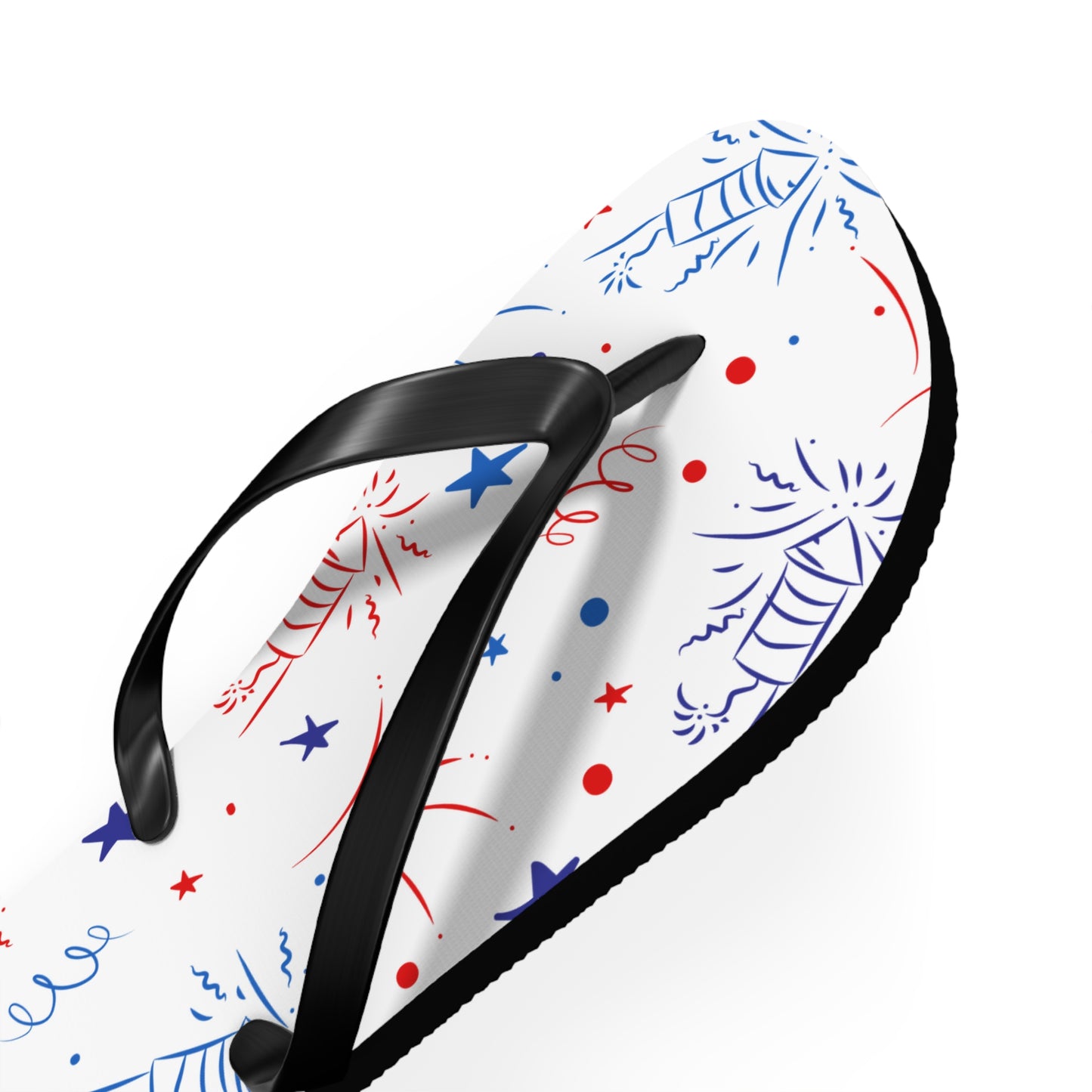 Patriotic Flip Flops with Fireworks Design - Perfect for Summer Celebrations