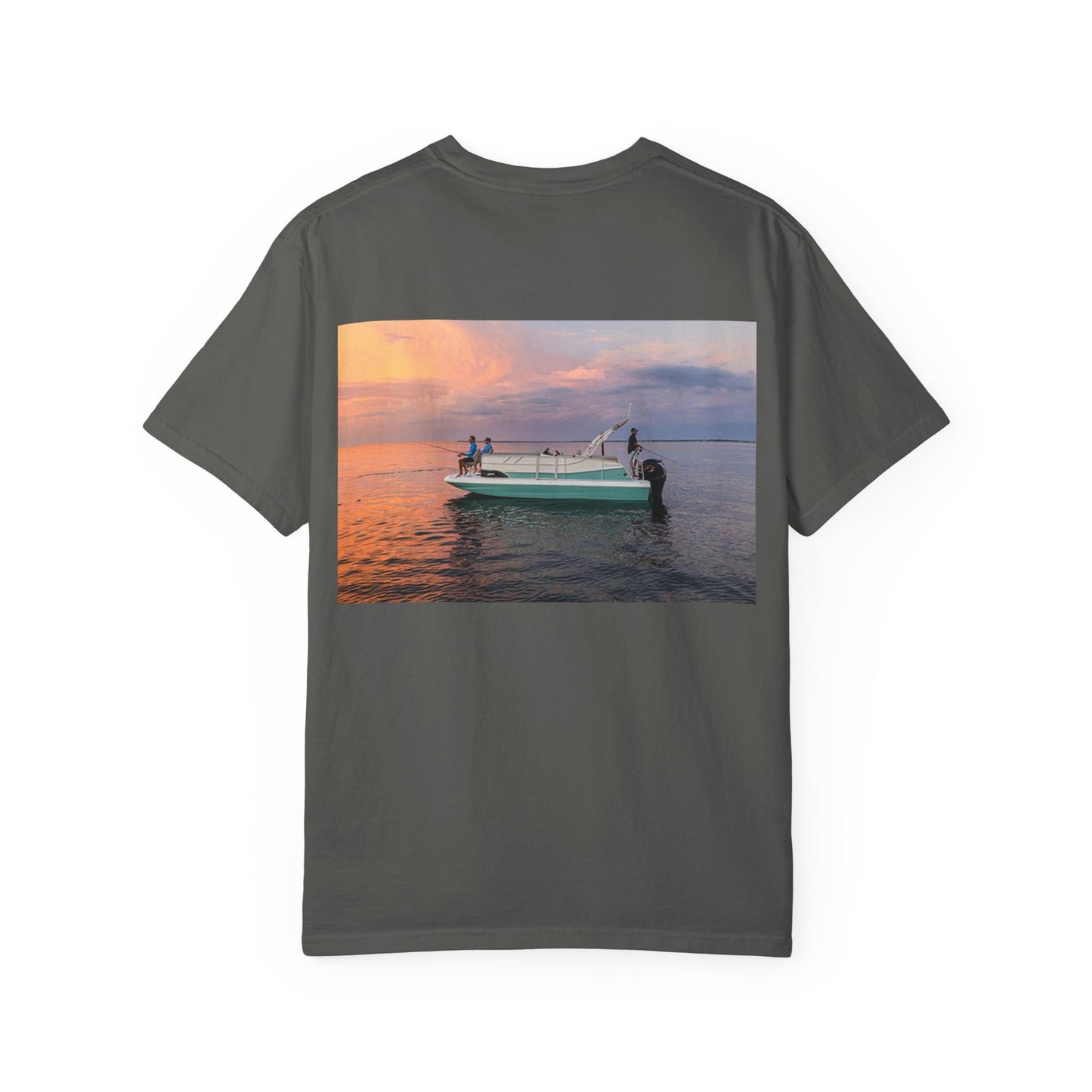 Casual Sunset Boat Tee - Garment-Dyed Unisex T-shirt for Dreamers and Adventurers