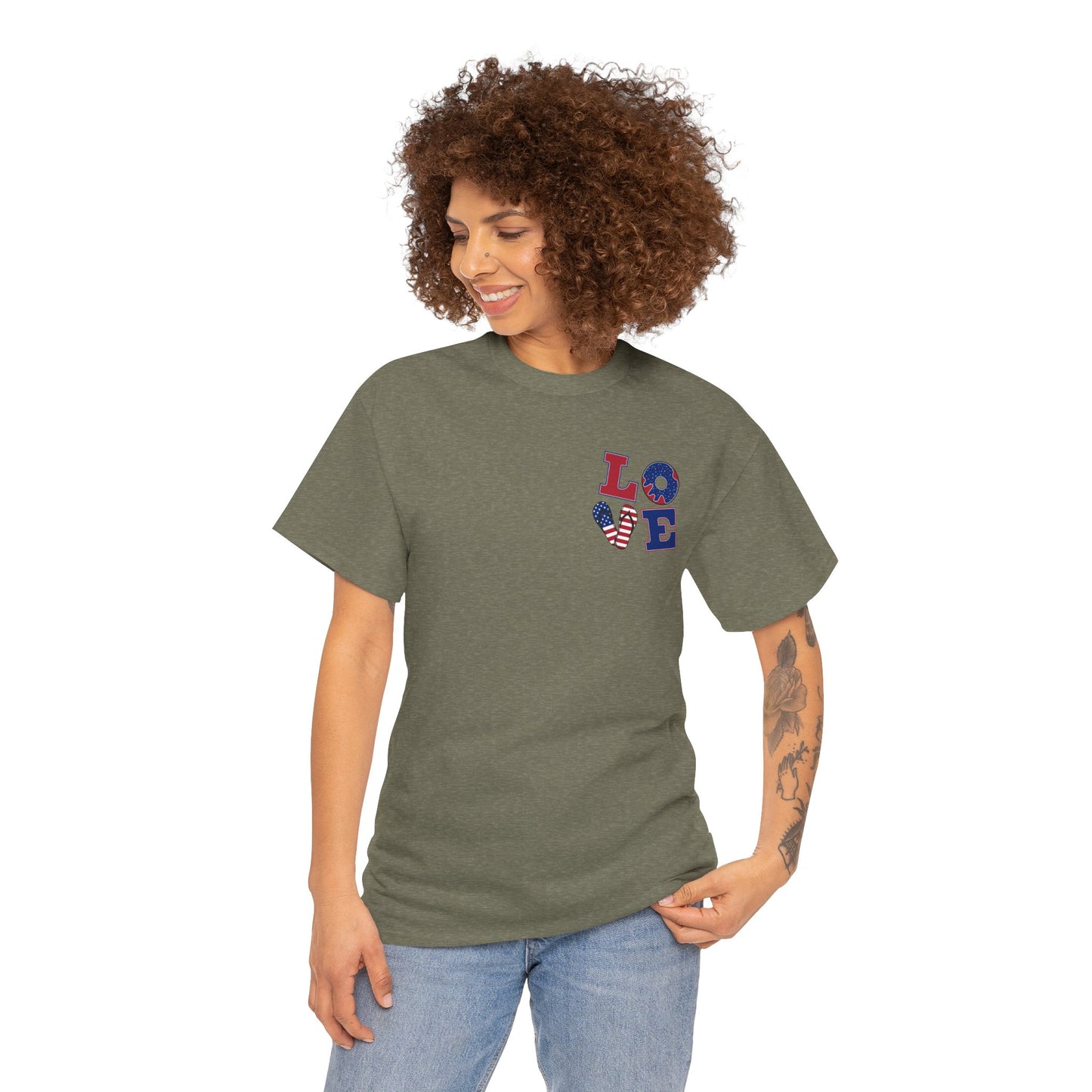 Patriotic Love Unisex Heavy Cotton Tee - God Bless the USA Design