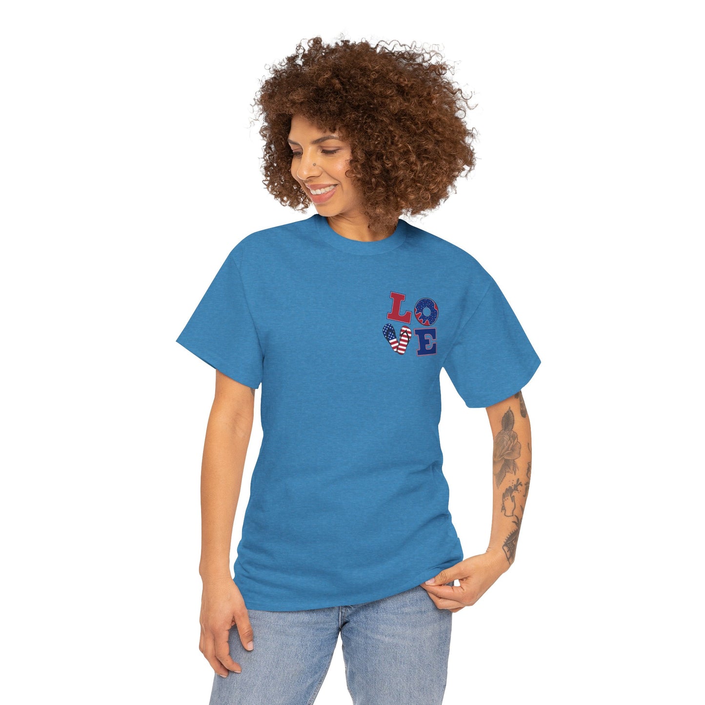 Patriotic Love Unisex Heavy Cotton Tee - God Bless the USA Design