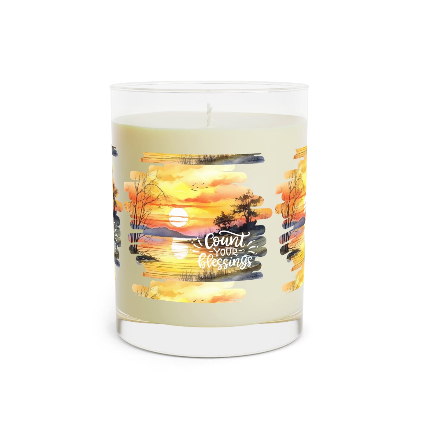 Count Your Blessings Scented Candle - 11oz Full Glass with Sunset Design