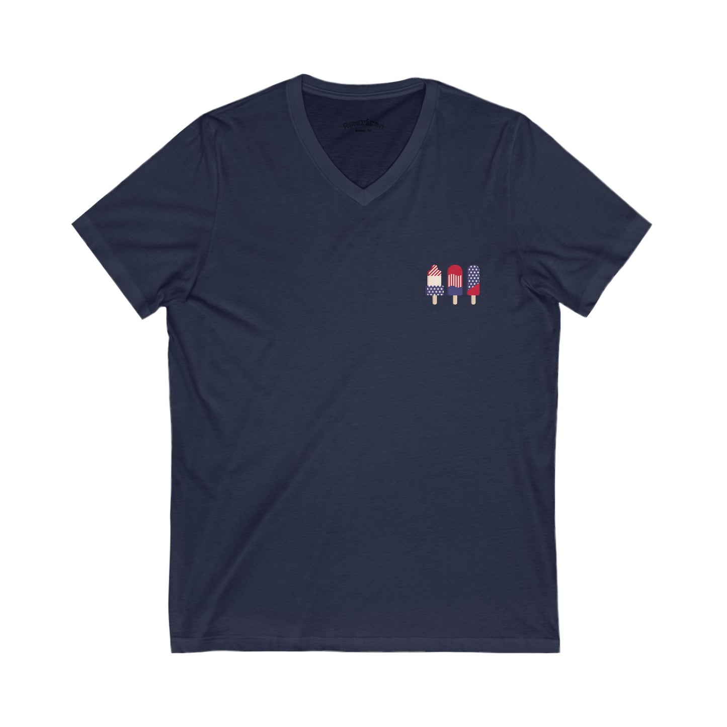 Patriotic Love Tee - Unisex V-Neck with Ice Cream and Donut Design