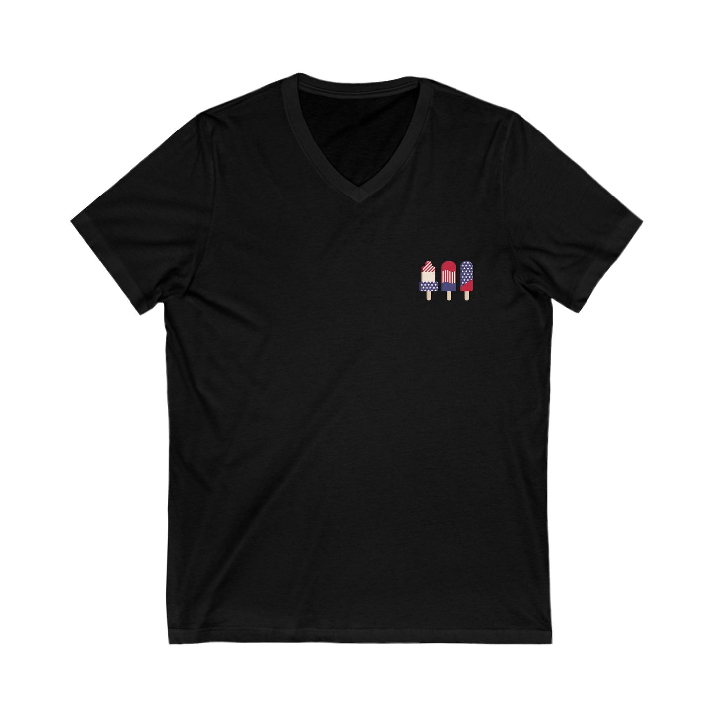 Patriotic Love Tee - Unisex V-Neck with Ice Cream and Donut Design