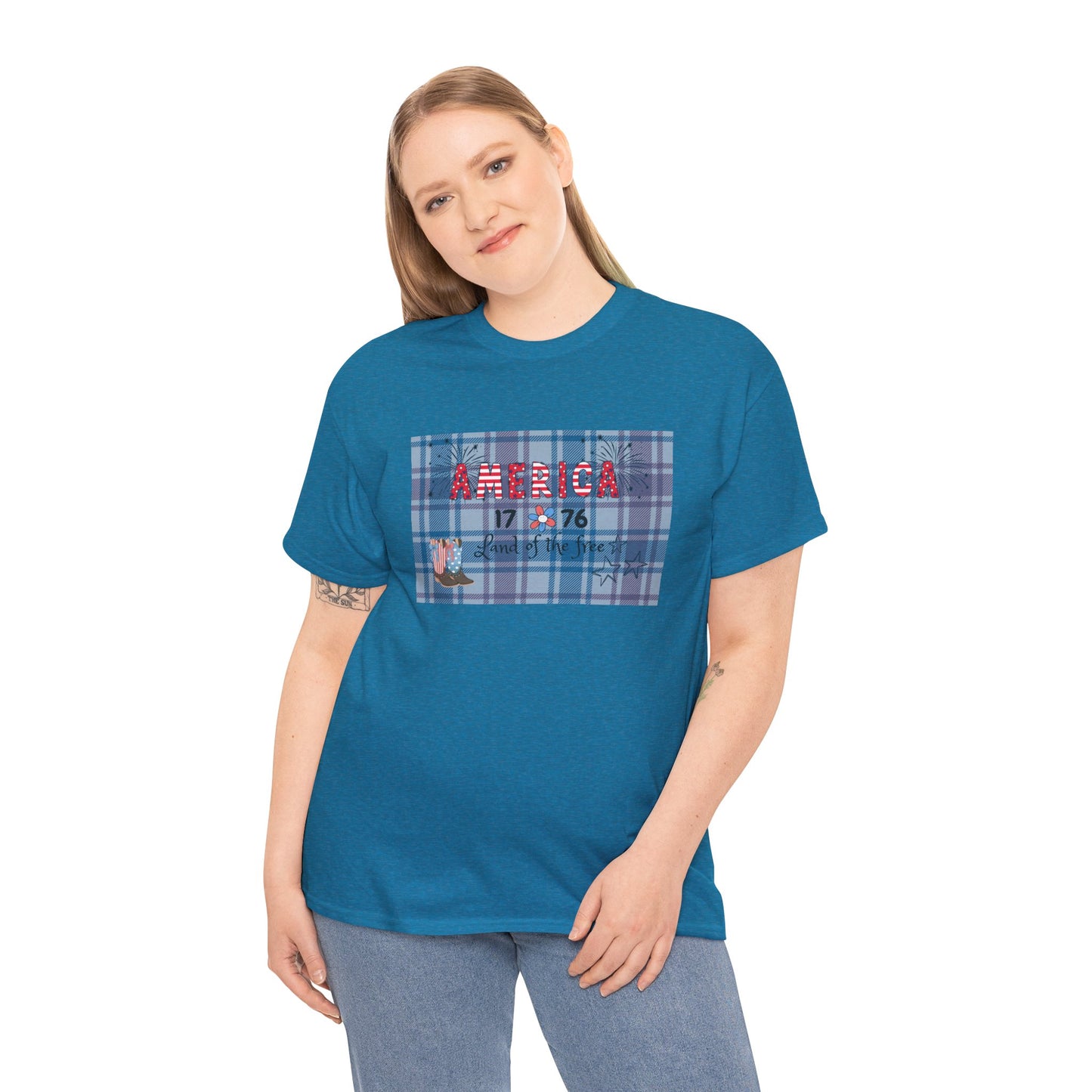 Patriotic Unisex Heavy Cotton Tee | America 1776 Land of the Free