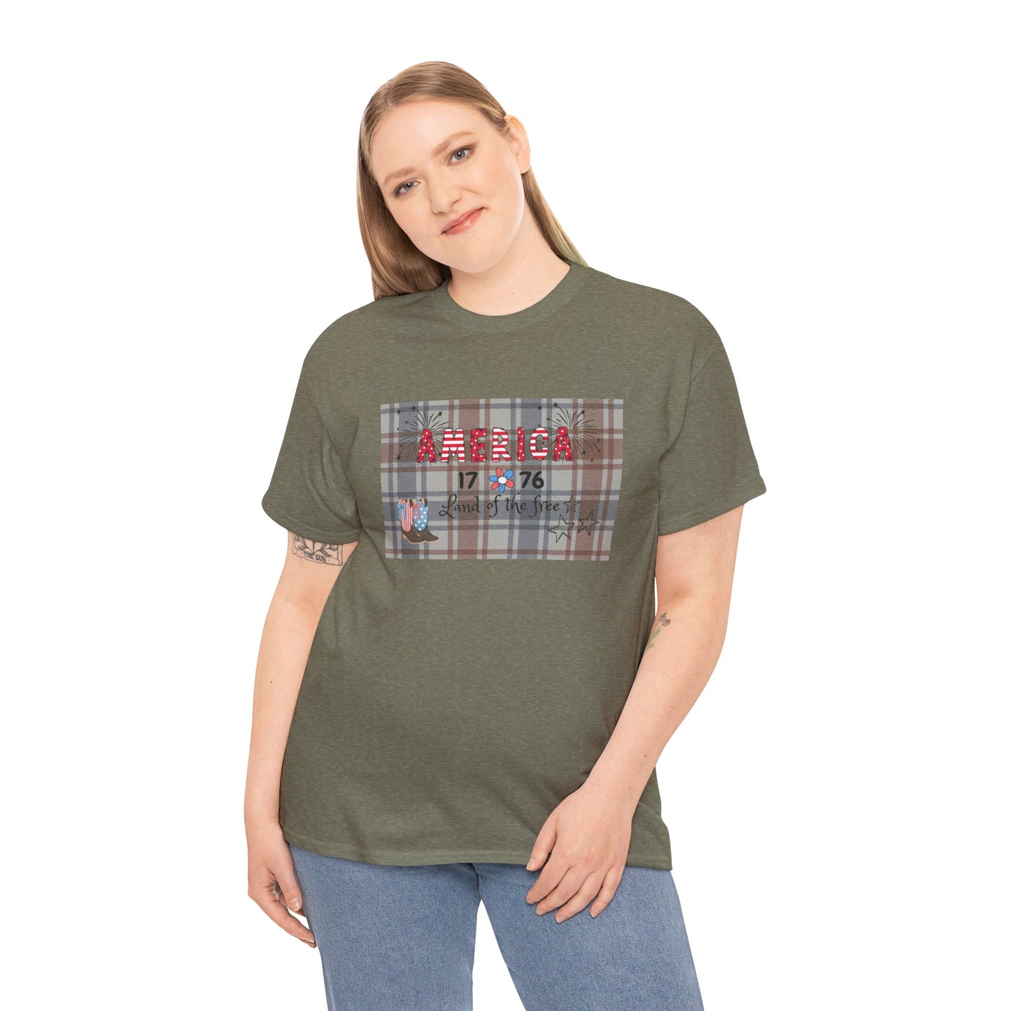 Patriotic Unisex Heavy Cotton Tee | America 1776 Land of the Free