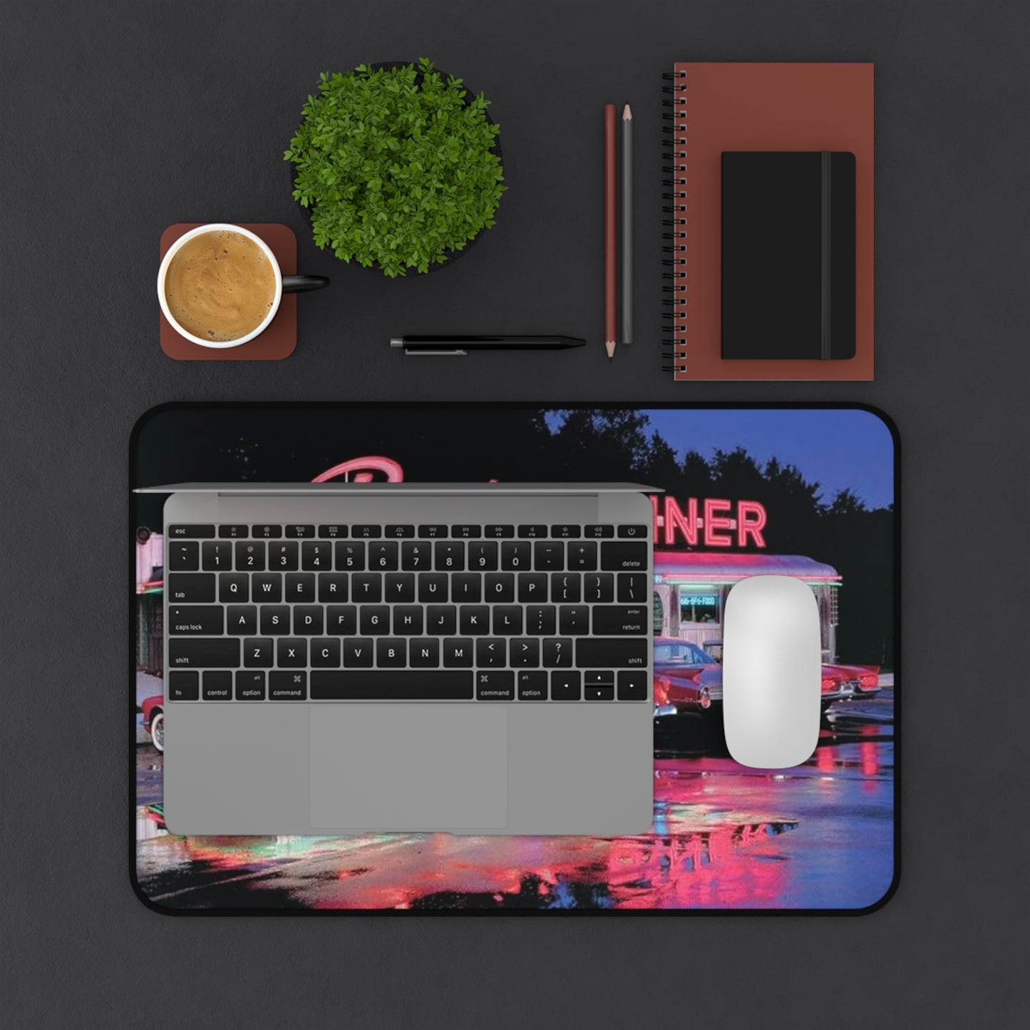 Retro Diner Desk Mat - Classic Cars & Nostalgic Vibes for Home Office