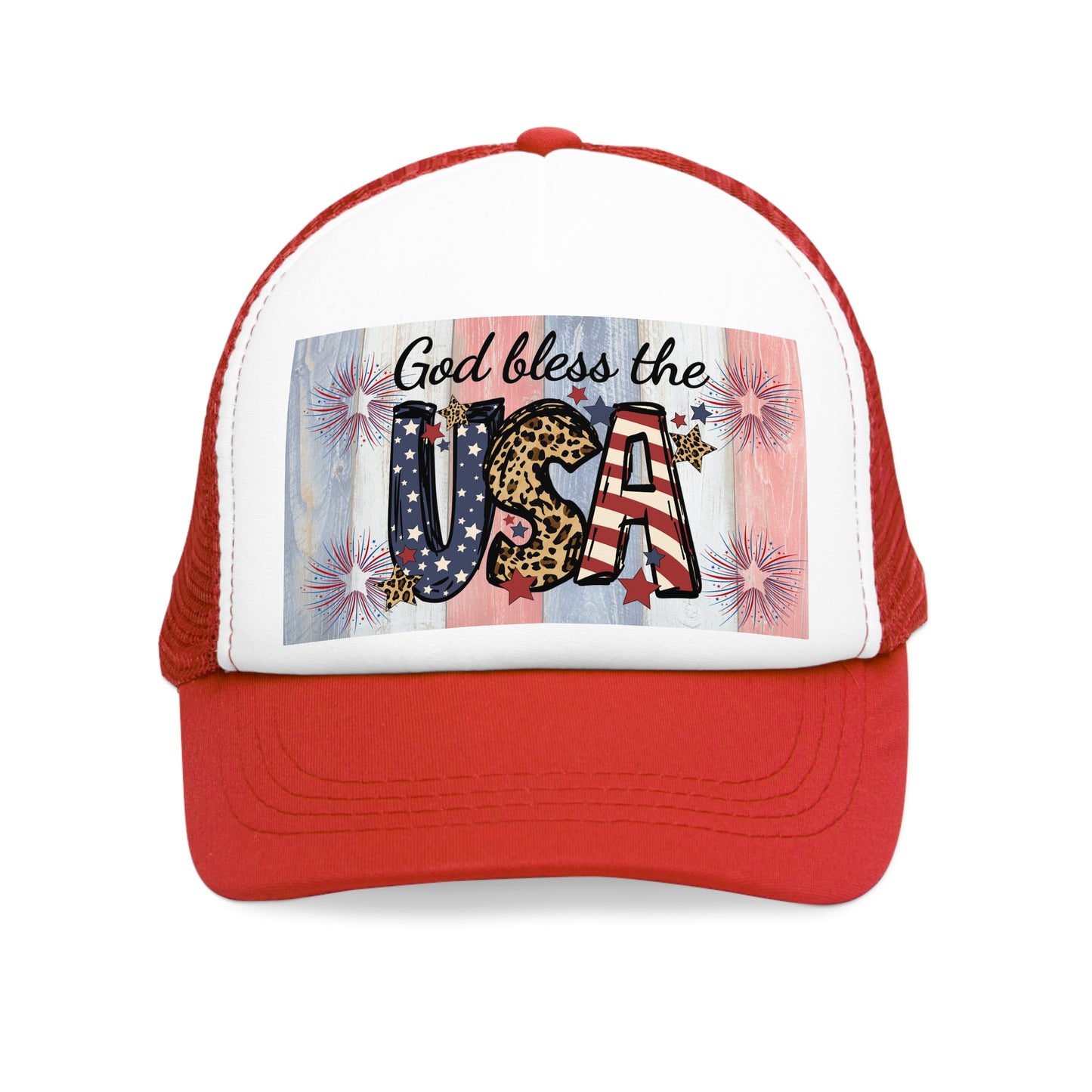 God Bless the USA Mesh Cap, Patriotic Hat, Americana Cap, 4th of July Accessory, Summer Festival Gear