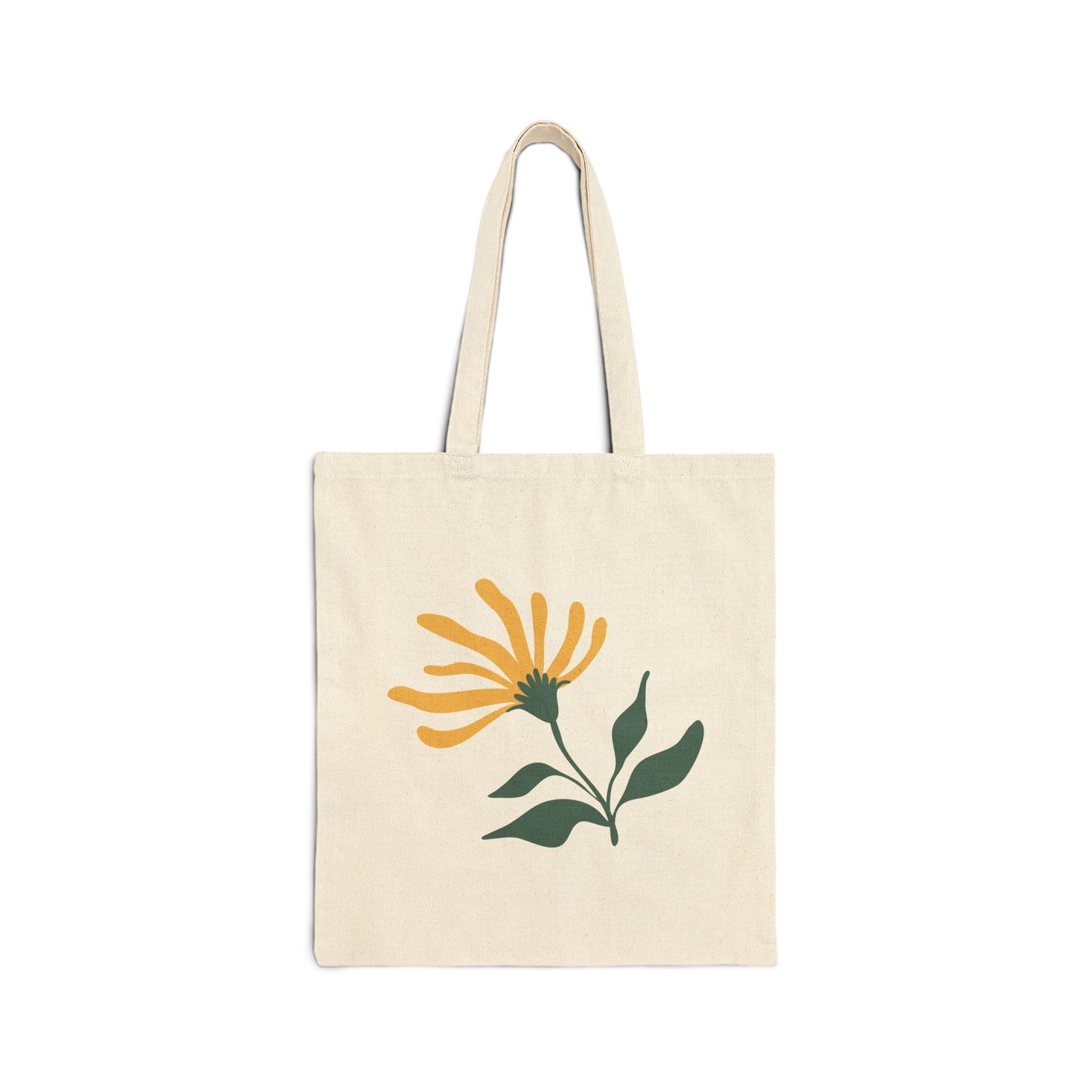 Floral Cotton Canvas Tote Bag - Eco-Friendly Shopping & Everyday Use