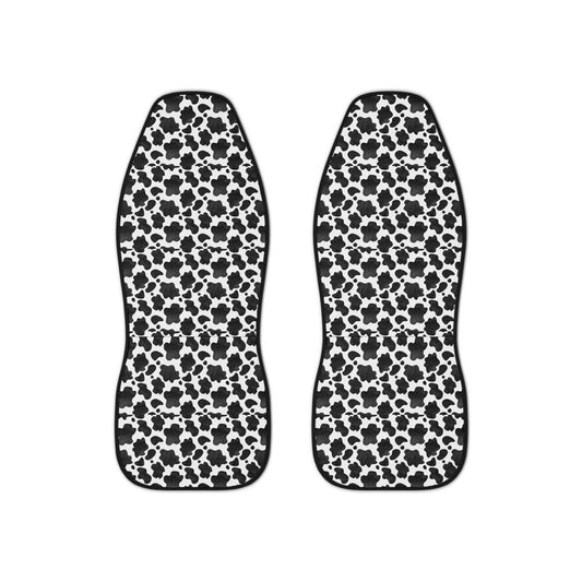 Stylish Black and White Floral Car Seat Covers - Trendy Auto Interior Accessories