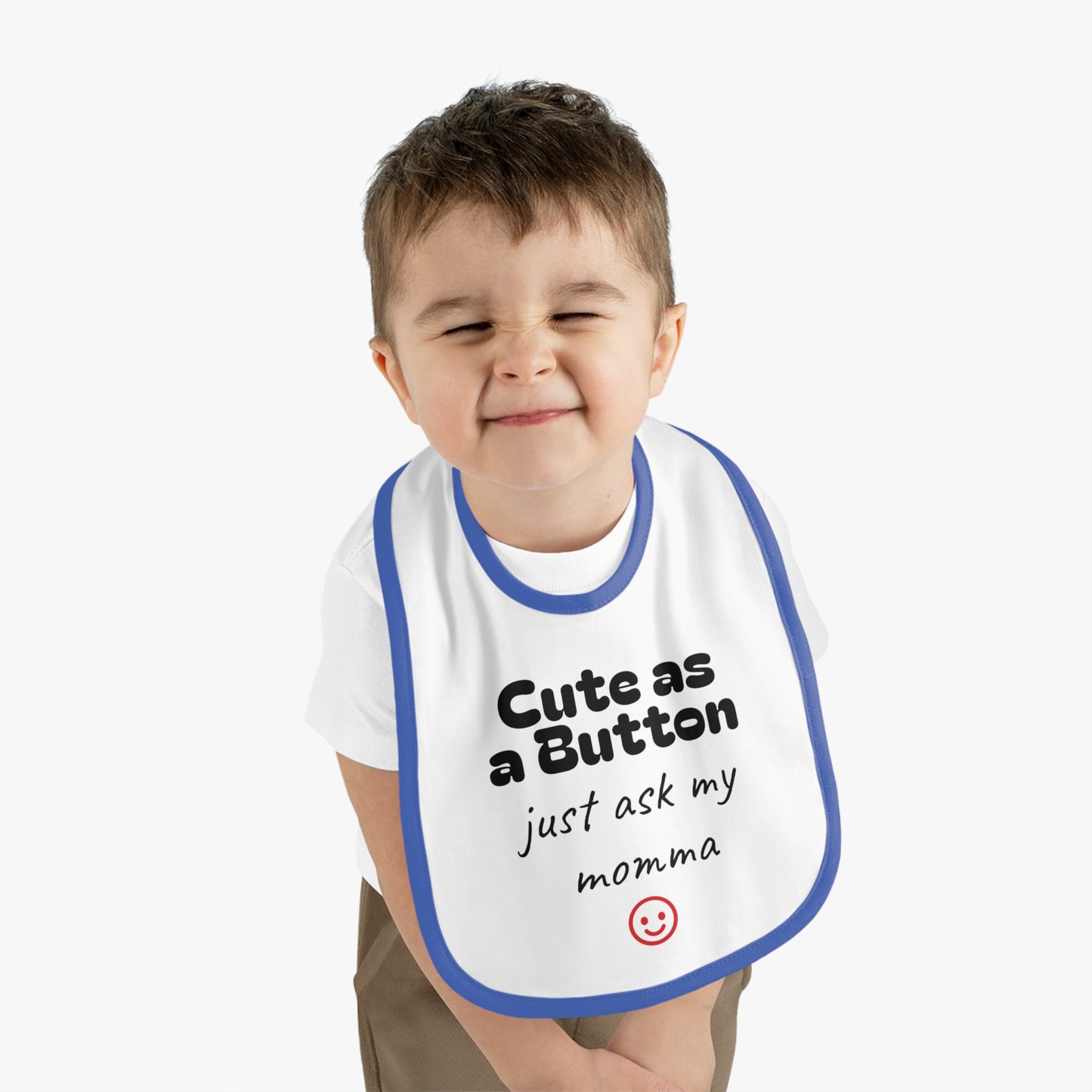 Cute as a Button Baby Bib - Stylish Jersey Bib for Messy Eaters