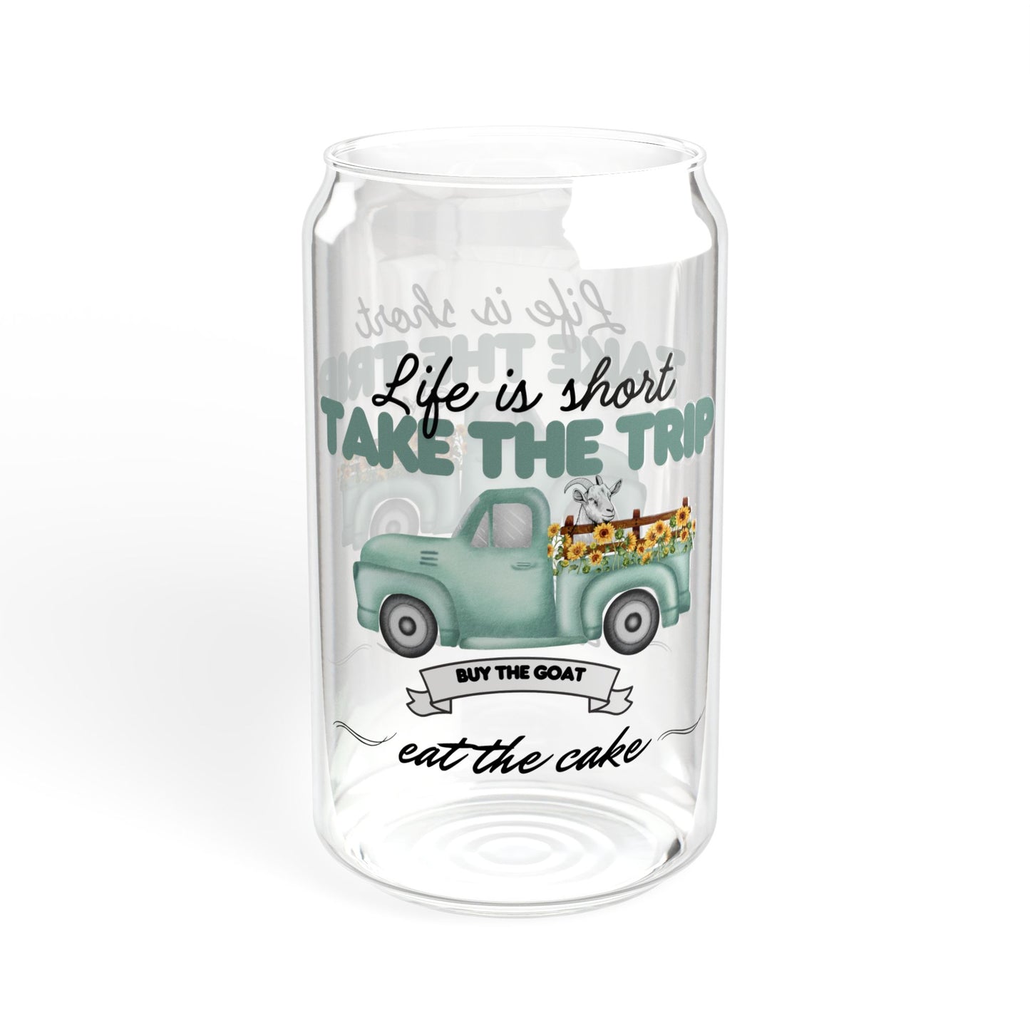 Life is Short Sipper Glass - 16oz Travel-Themed Drinkware with Bamboo Lid & Straw