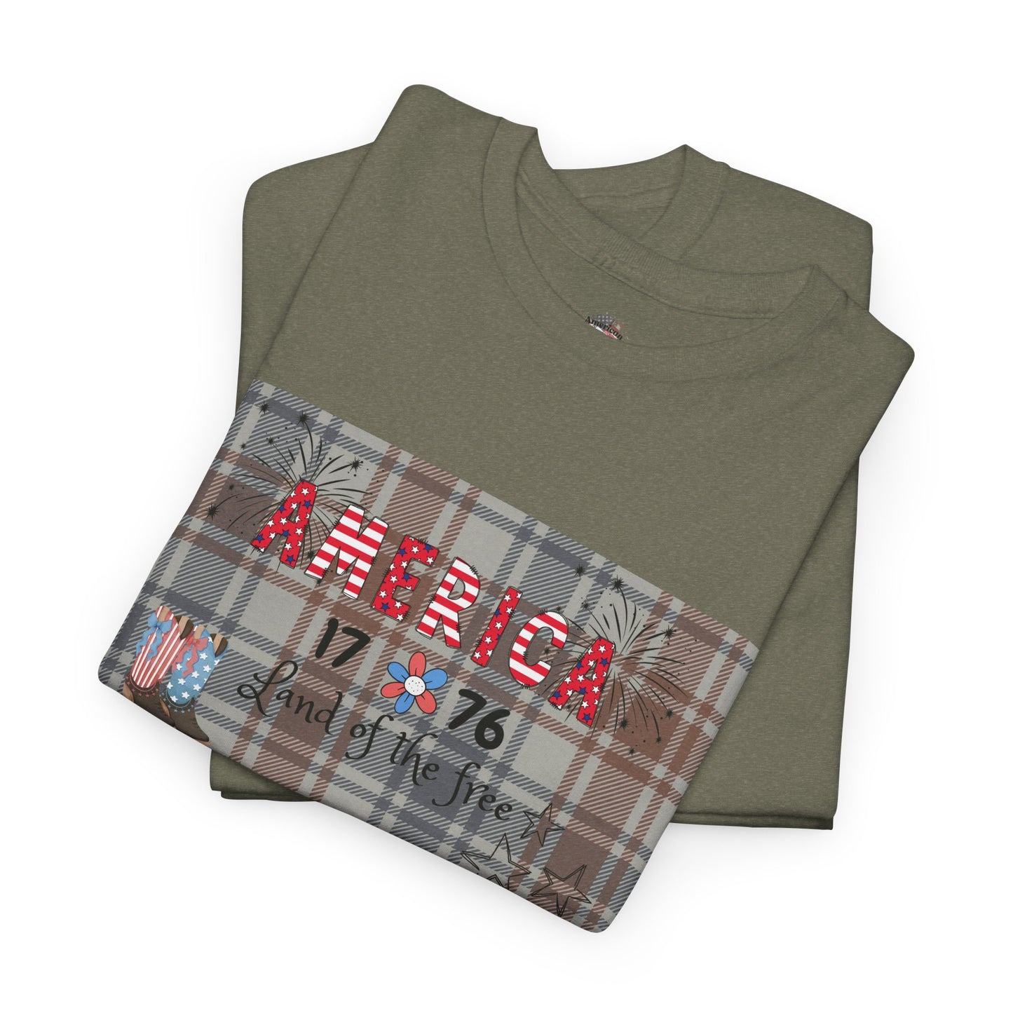 Patriotic Unisex Heavy Cotton Tee | America 1776 Land of the Free