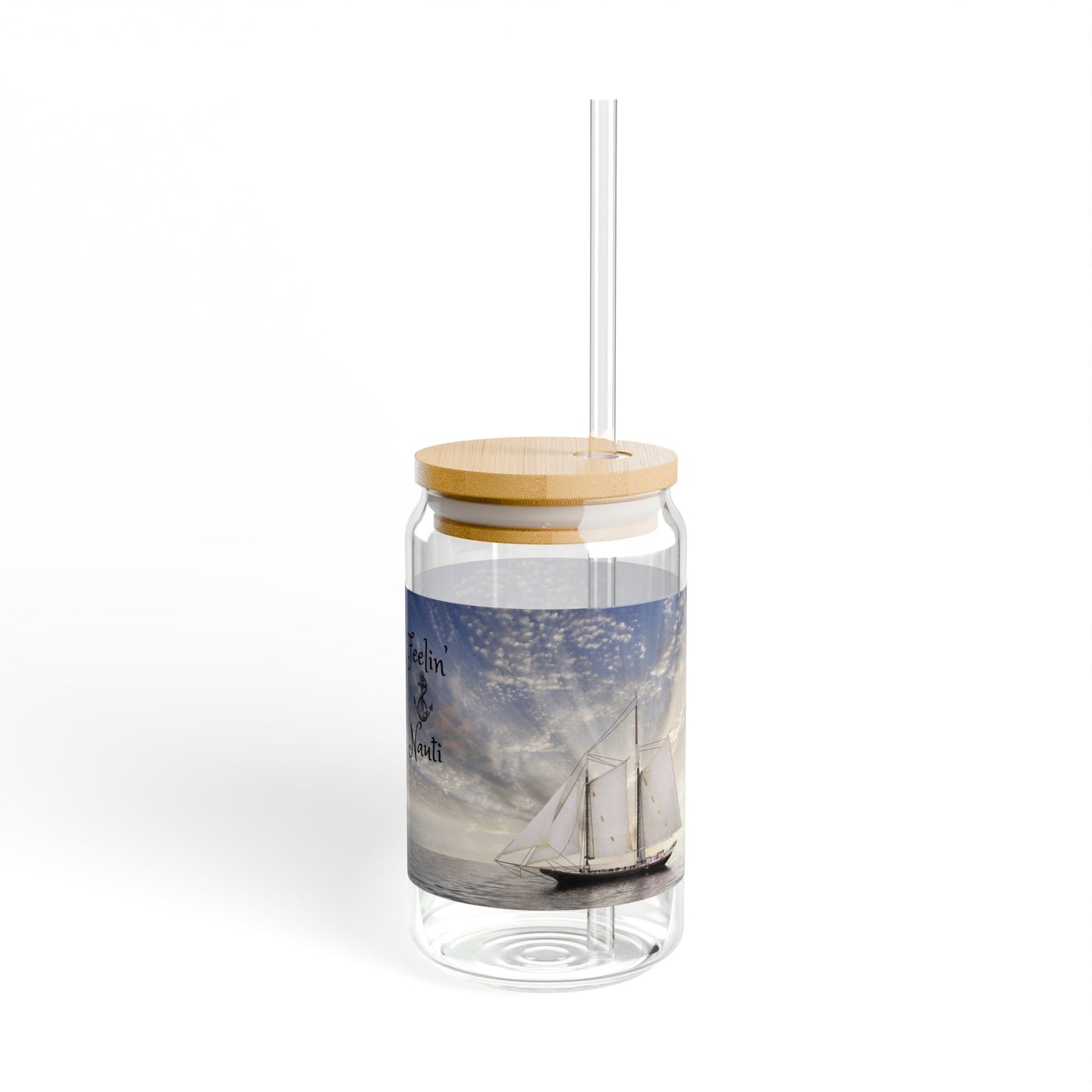 Nautical Sipper Glass, Eco-Friendly Drinking Jar, Coastal Decor, Perfect for Summer Parties, Beach Lovers Gift, Outdoor Adventures