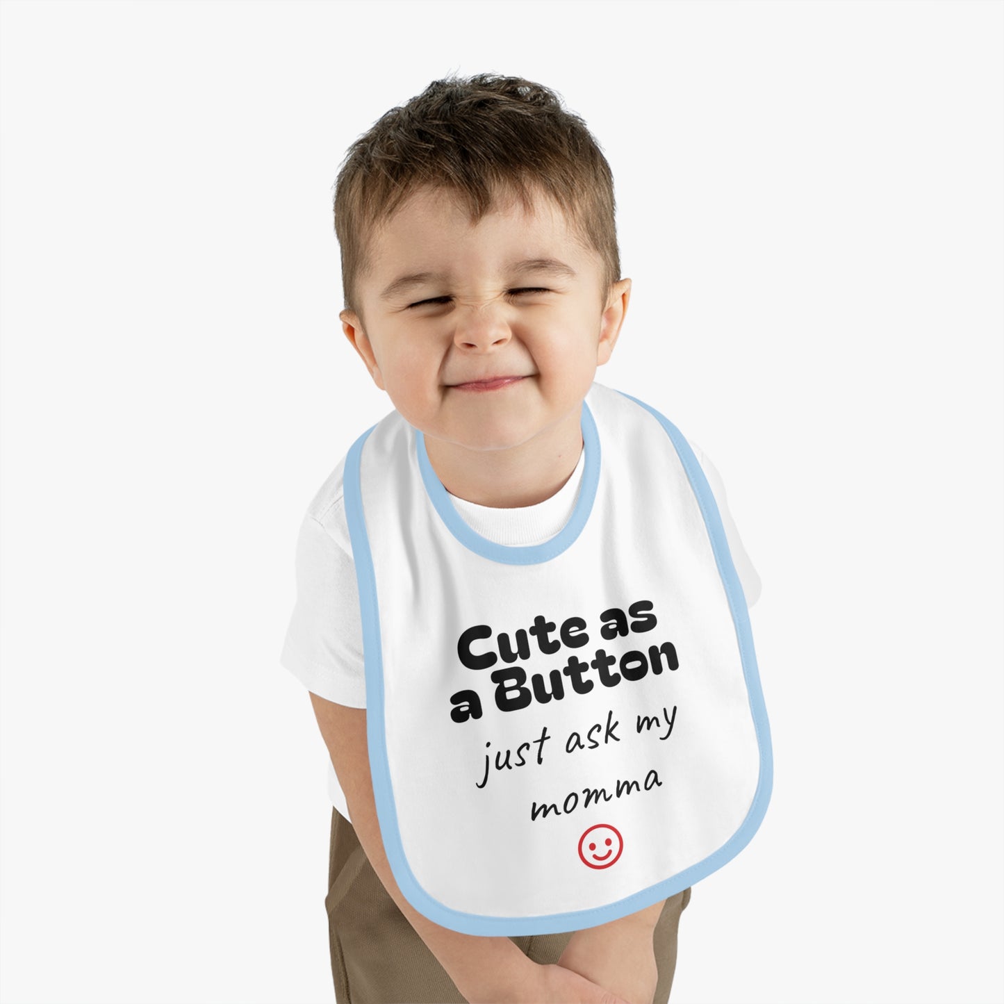Cute as a Button Baby Bib - Stylish Jersey Bib for Messy Eaters