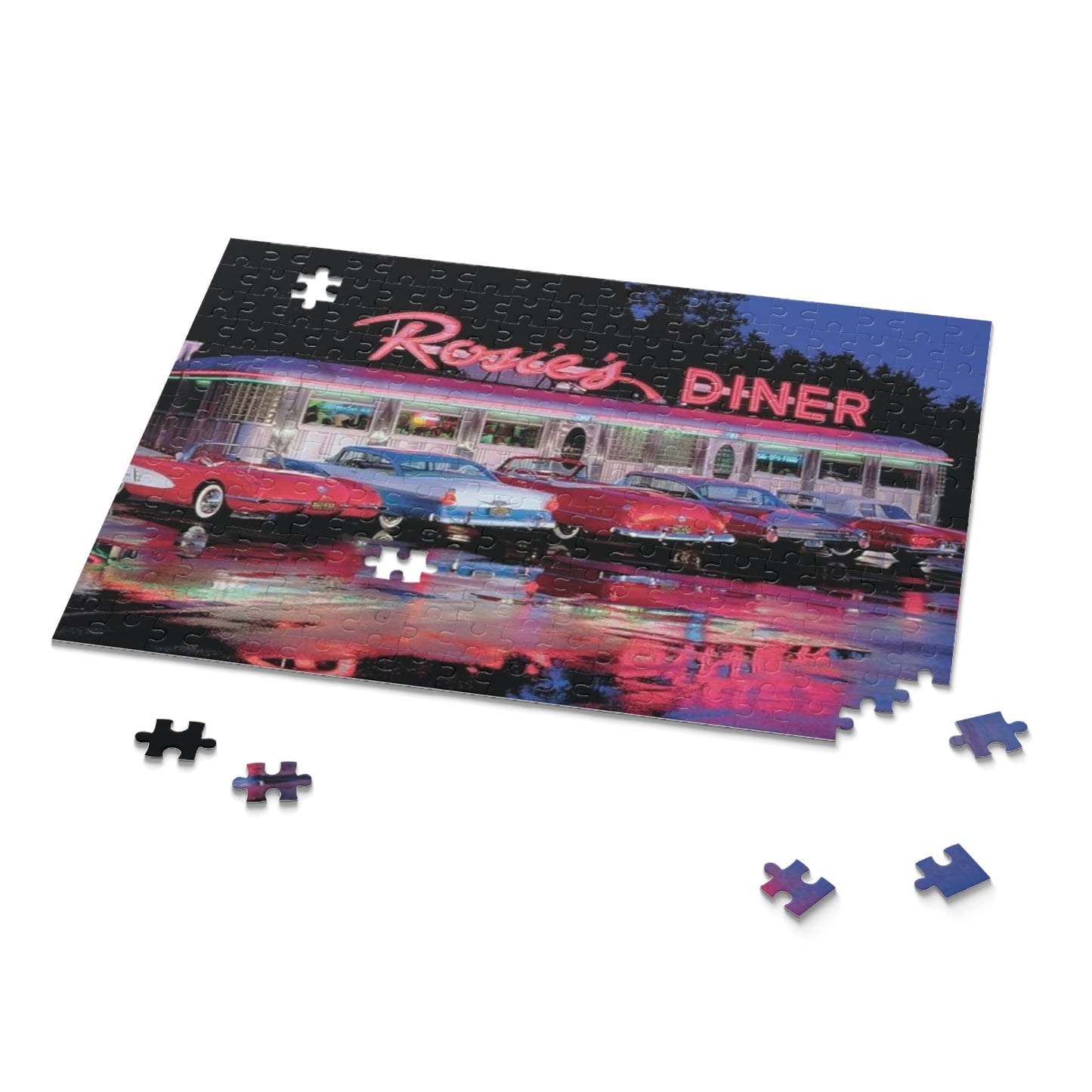 Rosie's Diner Vintage Puzzle - 120, 252, 500-Piece Options - Nostalgic Retro Scene for Family Fun and Relaxation