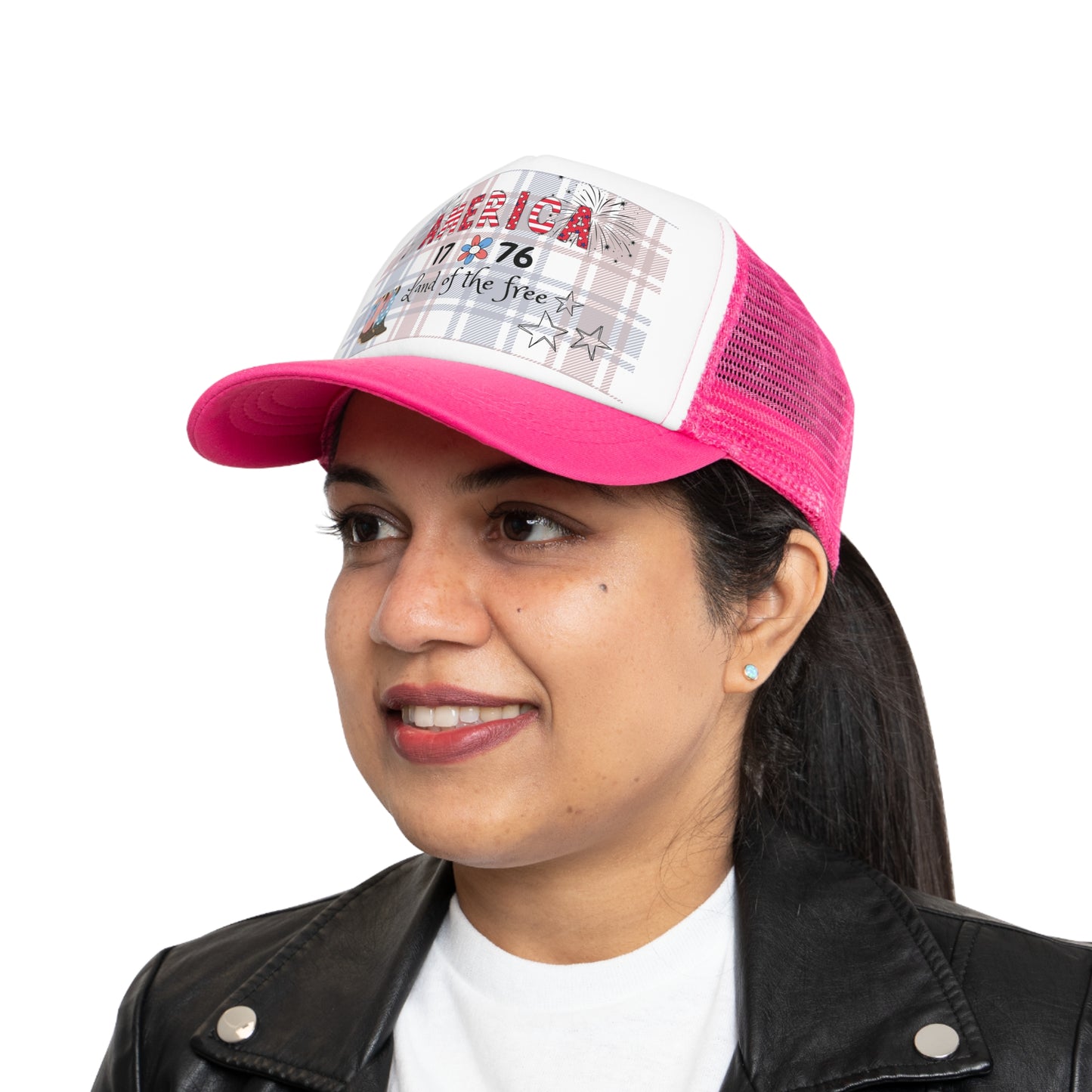 Patriotic Mesh Cap, USA Trucker Hat, 4th of July Gift, Independence Day Apparel, America Land of the Free Hat