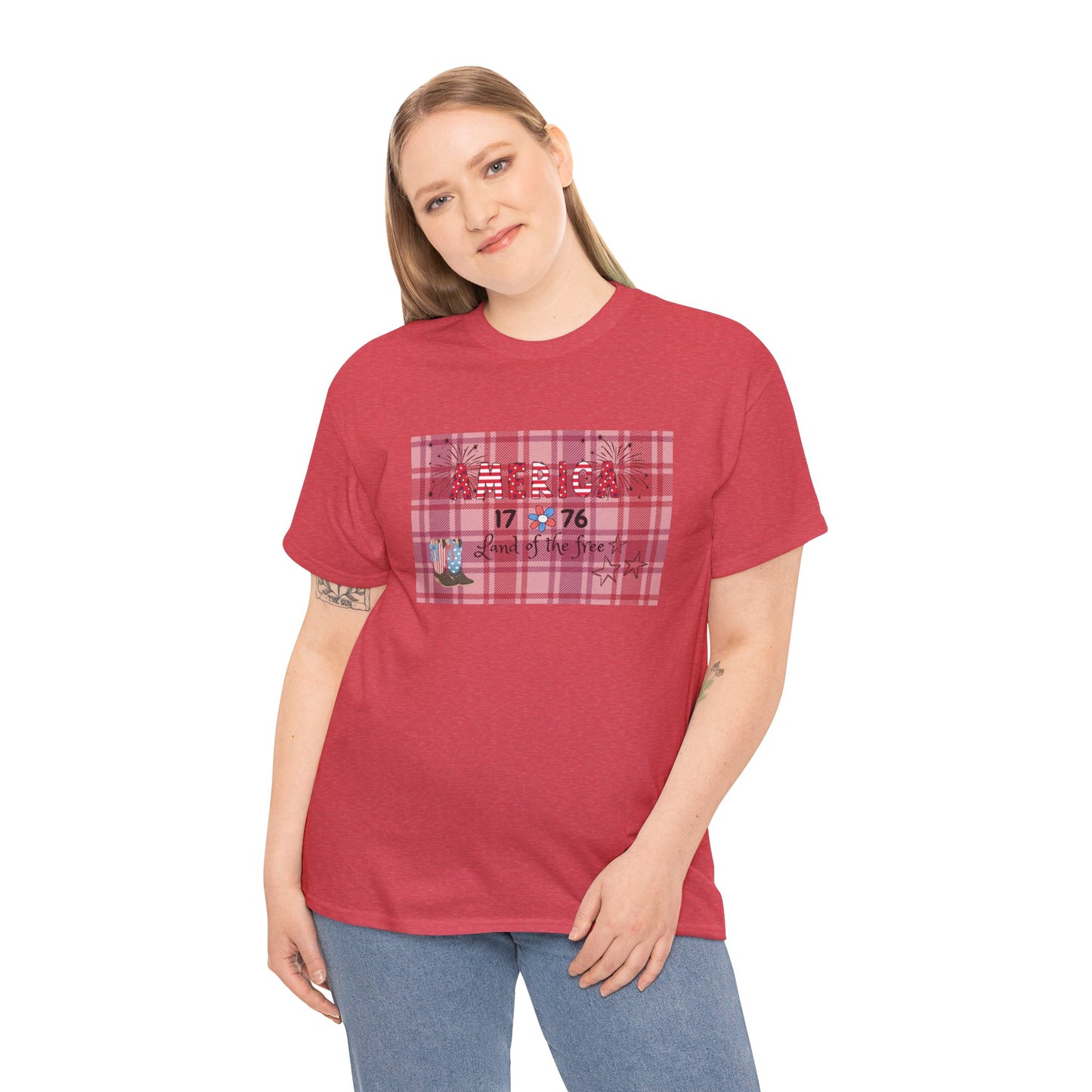 Patriotic Unisex Heavy Cotton Tee | America 1776 Land of the Free