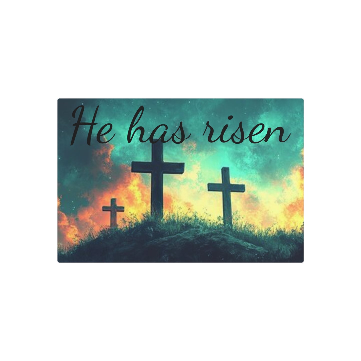Inspirational Metal Art Sign with Cross Design