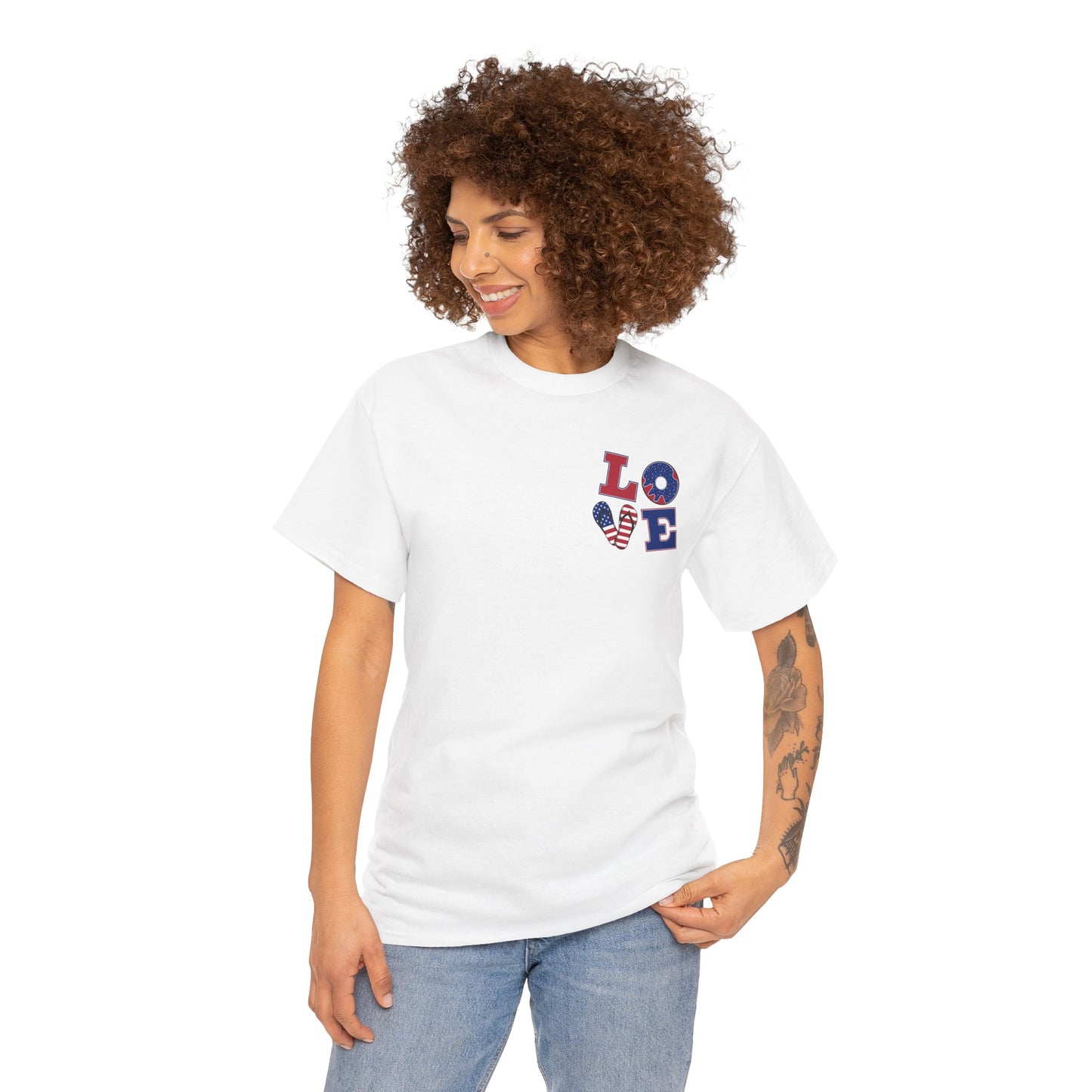 Patriotic Love Unisex Heavy Cotton Tee - God Bless the USA Design