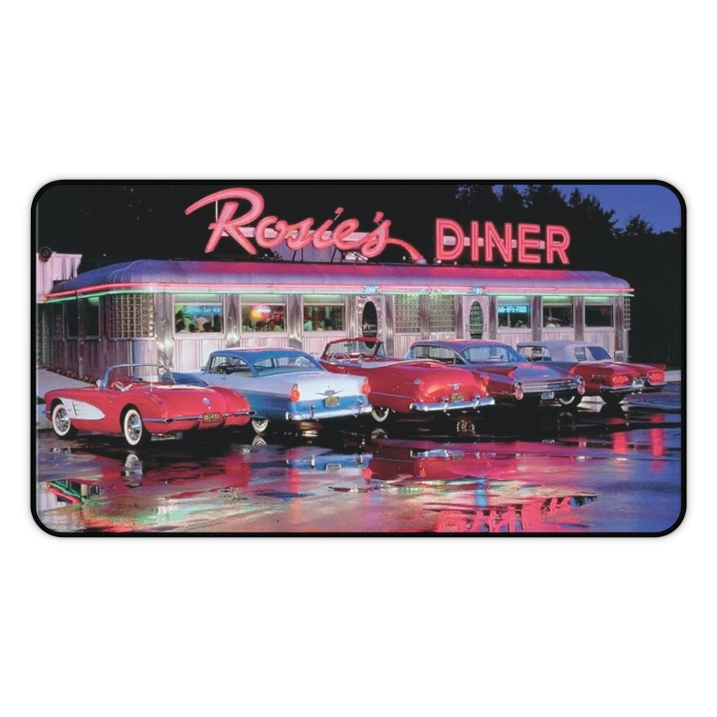 Retro Diner Desk Mat - Classic Cars & Nostalgic Vibes for Home Office